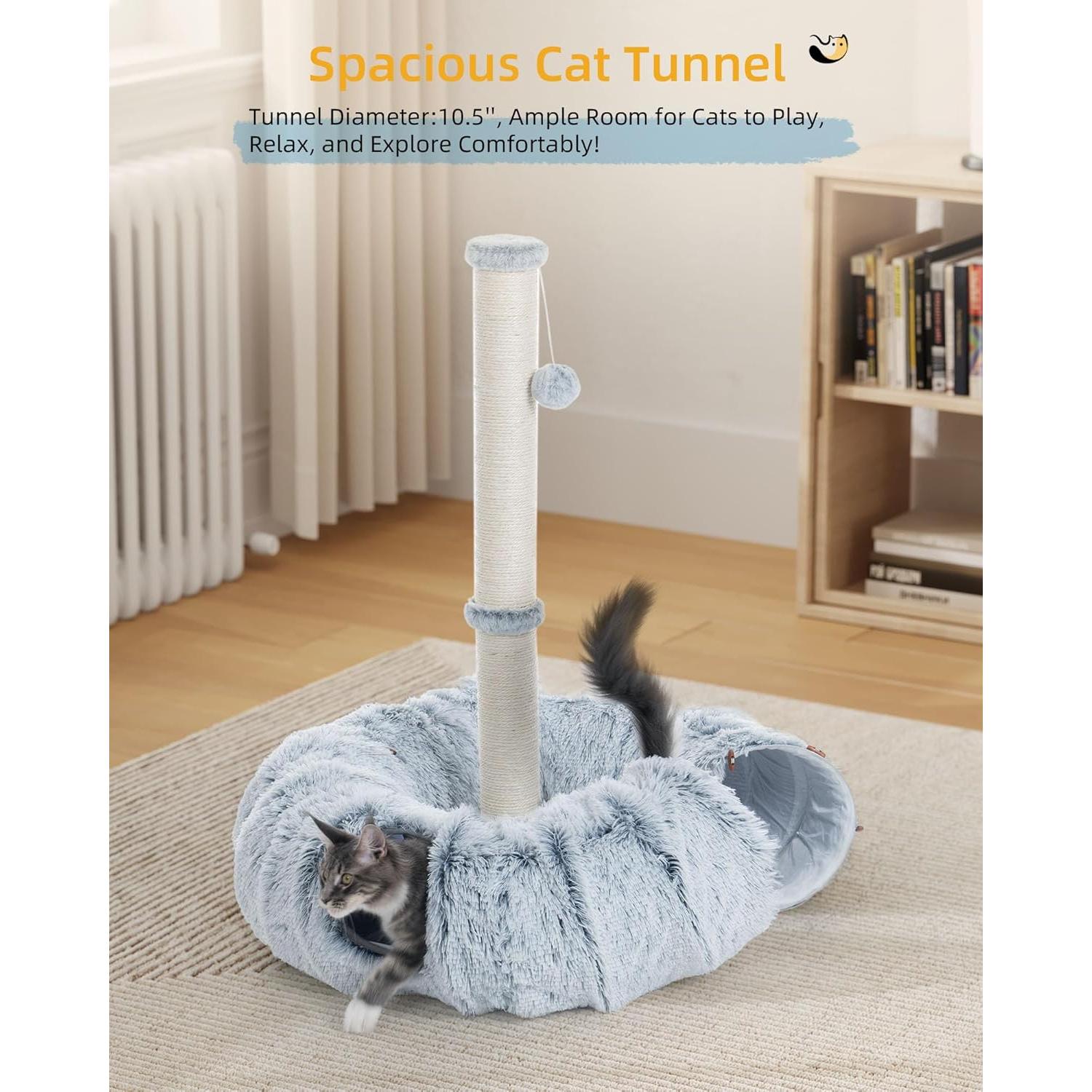 Poste Rascador para Gatos Aechonow 86 cm con Túnel y Cama