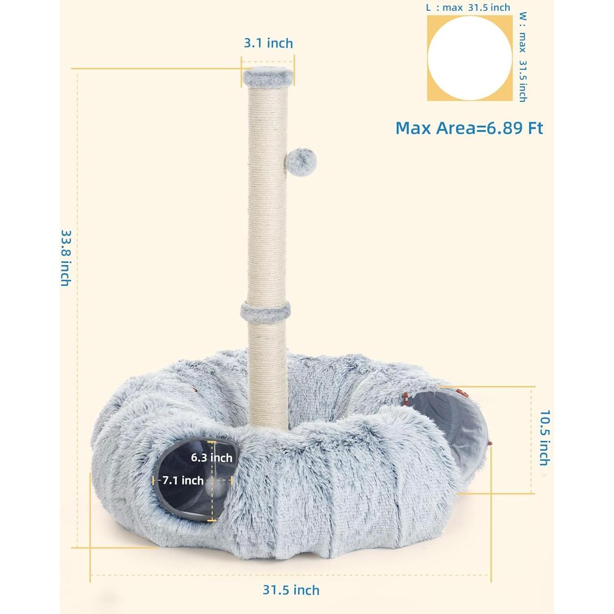 Poste Rascador para Gatos Aechonow 86 cm con Túnel y Cama