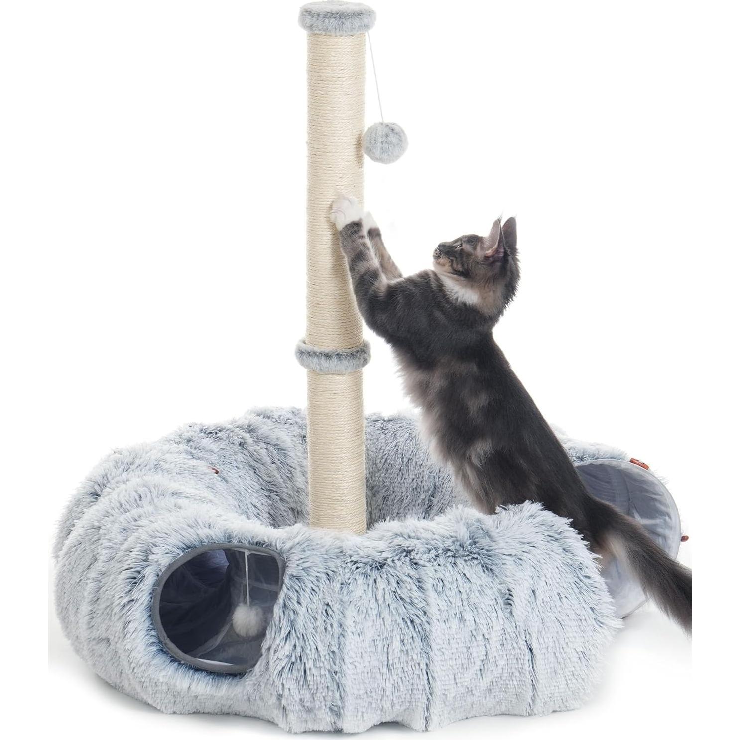 Poste Rascador para Gatos Aechonow 86 cm con Túnel y Cama