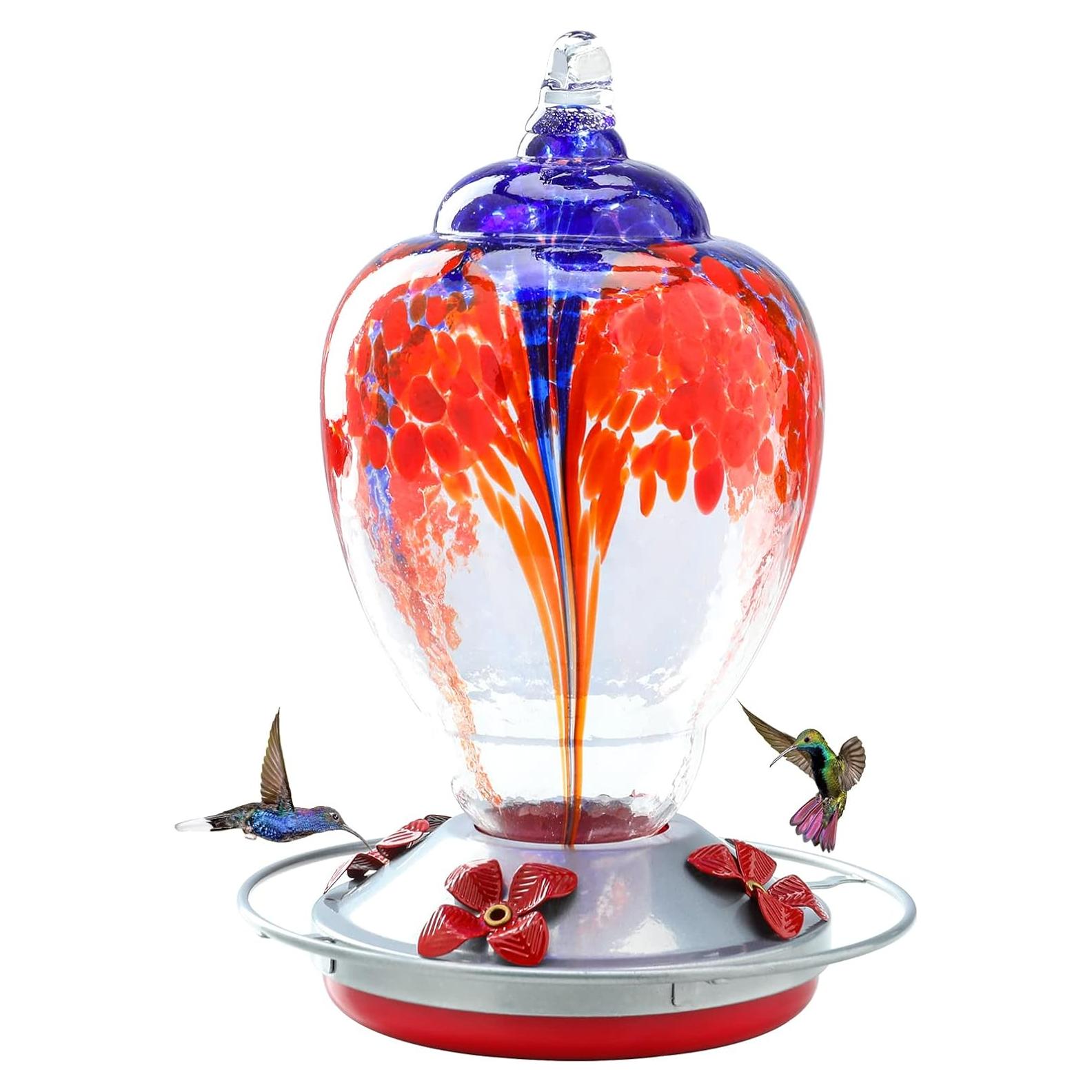 Comedero para Colibrí Yinns de Vidrio Soplado con Estanque