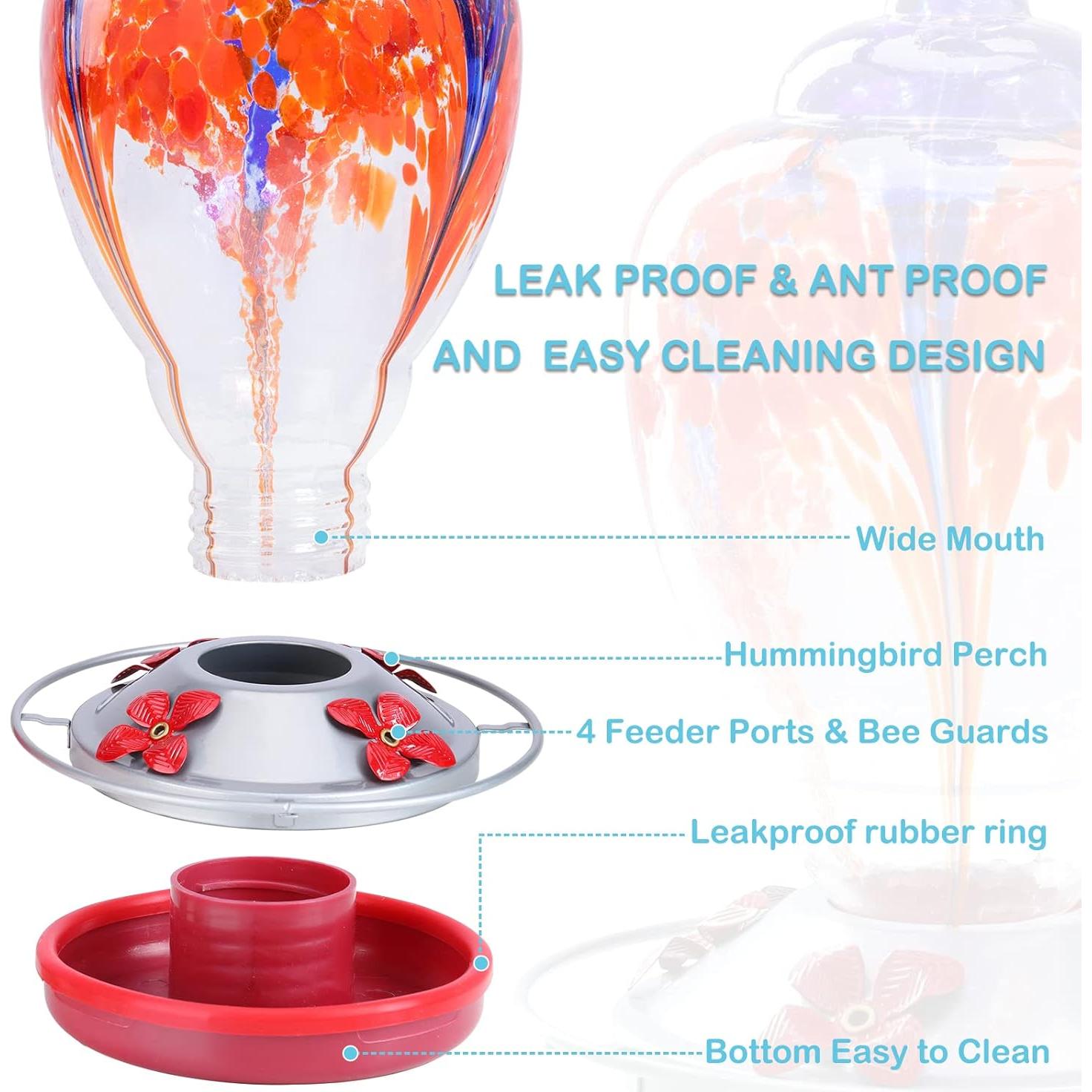 Comedero para Colibrí Yinns de Vidrio Soplado con Estanque