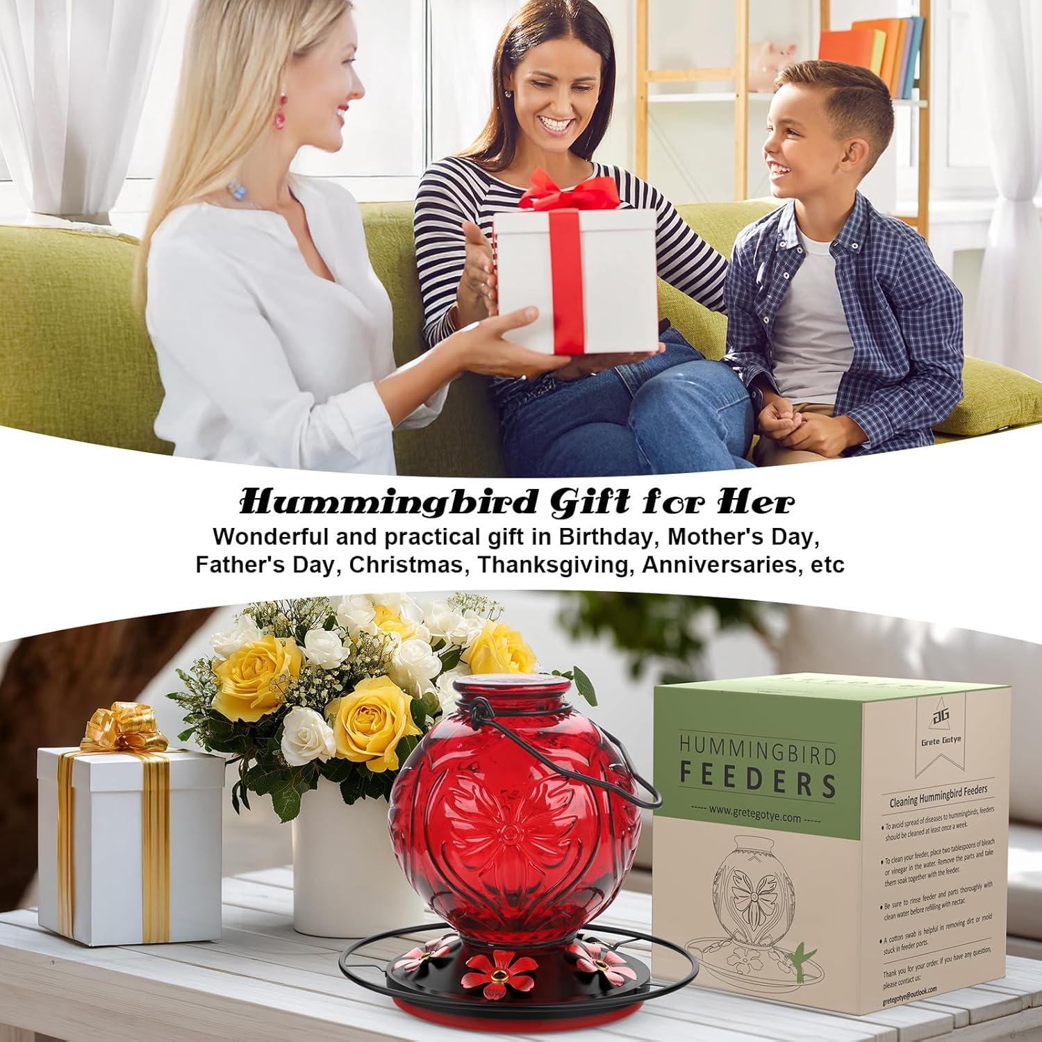 Alimentador de Colibrí Colgante Grete Gotye 0.74L Vidrio Rojo