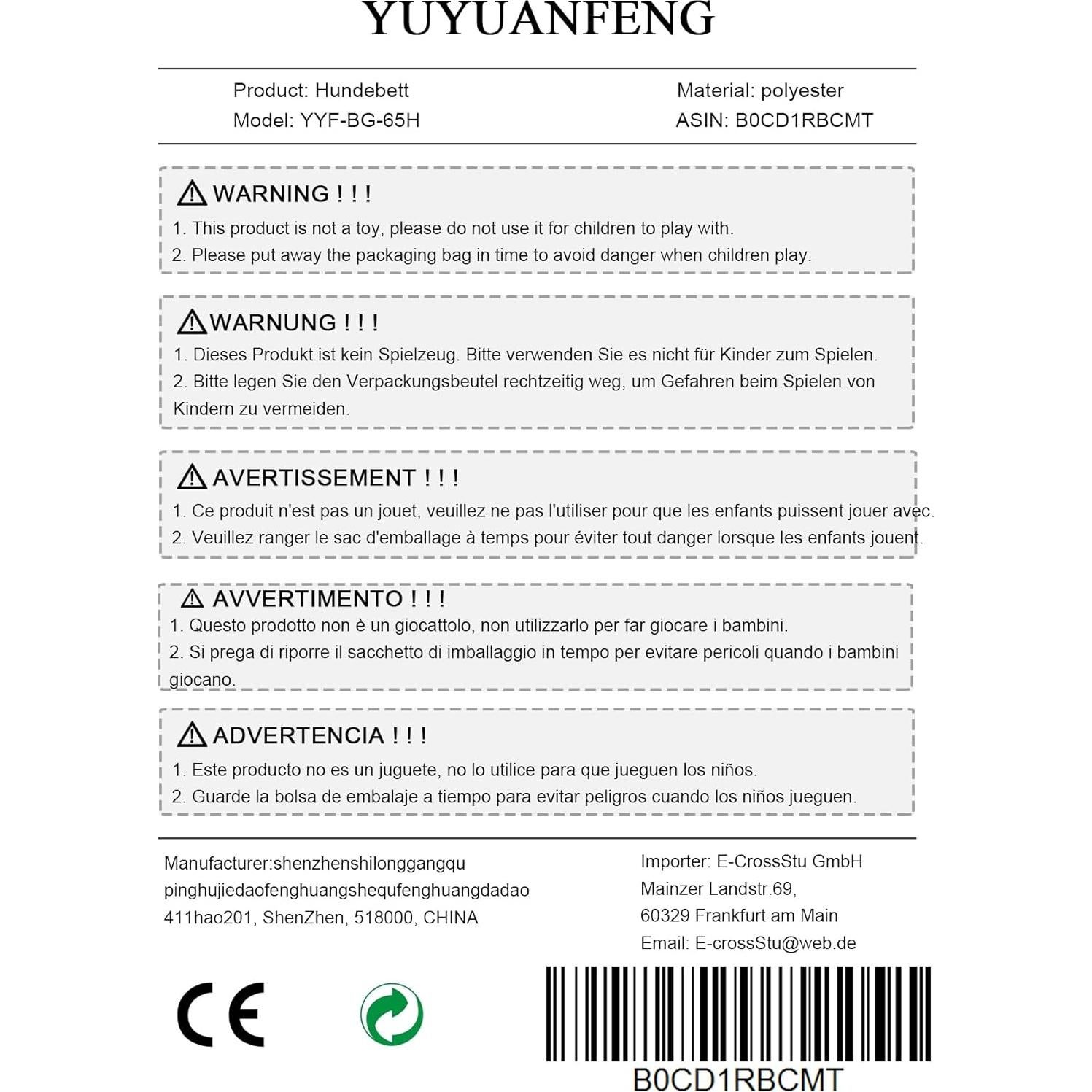 Cama para Perros y Gatos Pequeños YUDANSI 66 cm Gris