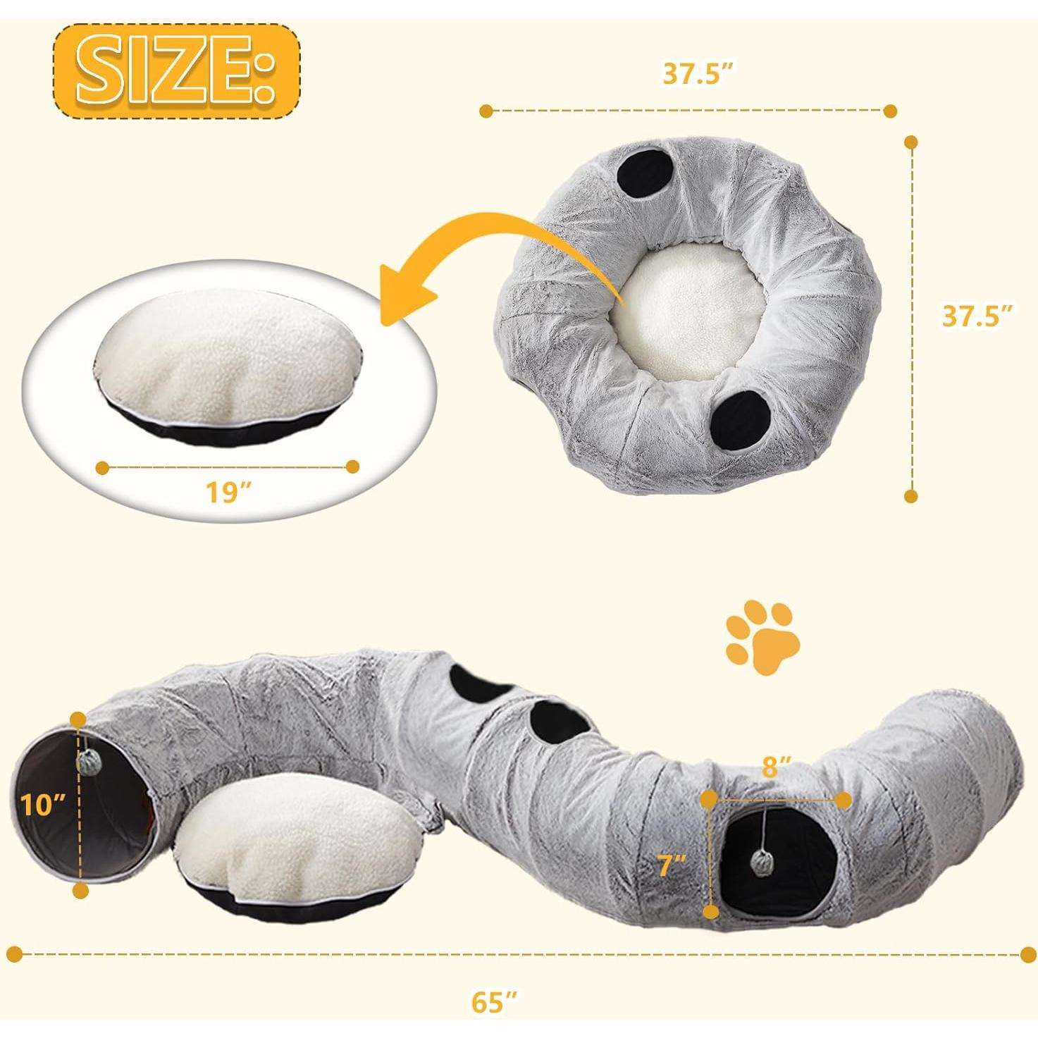 Cama túnel para gatos WINDRACING XL gris 95x95 cm