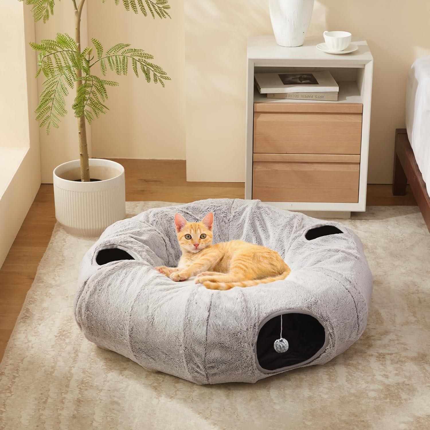 Cama túnel para gatos WINDRACING XL gris 95x95 cm
