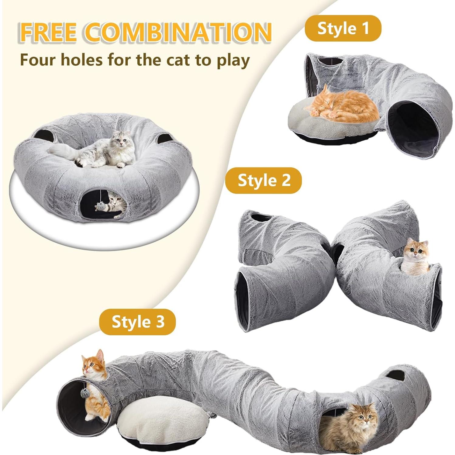 Cama túnel para gatos WINDRACING XL gris 95x95 cm
