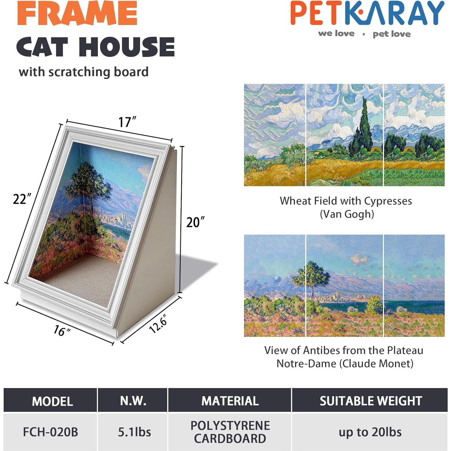 Casa Rascadora para Gatos PETKARAY con Pintura al Óleo
