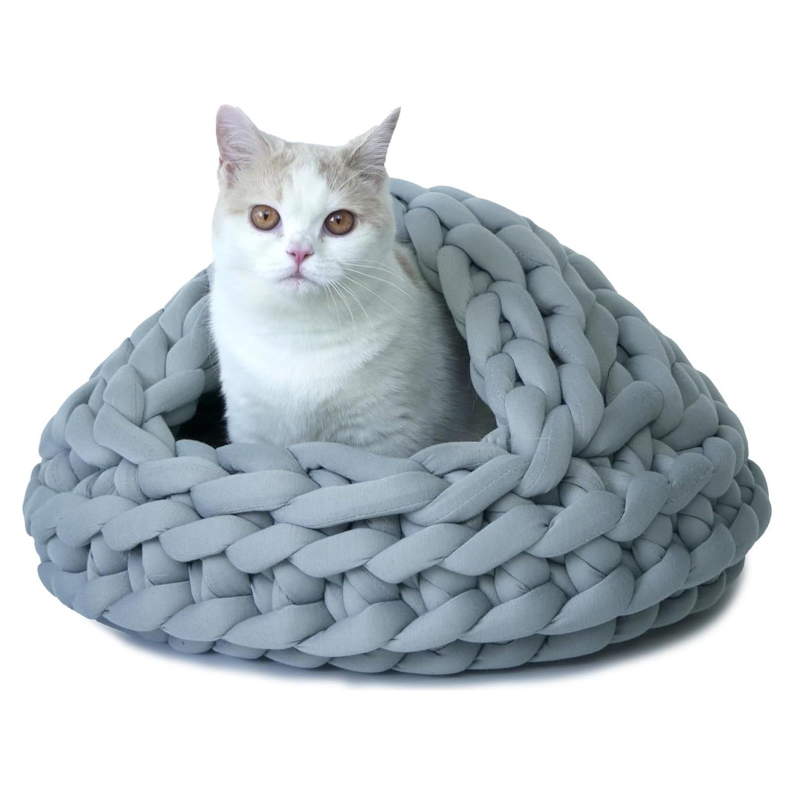 Cueva para Gatos Beneluckyo 50 cm Gris - Cama Flexible Lavable