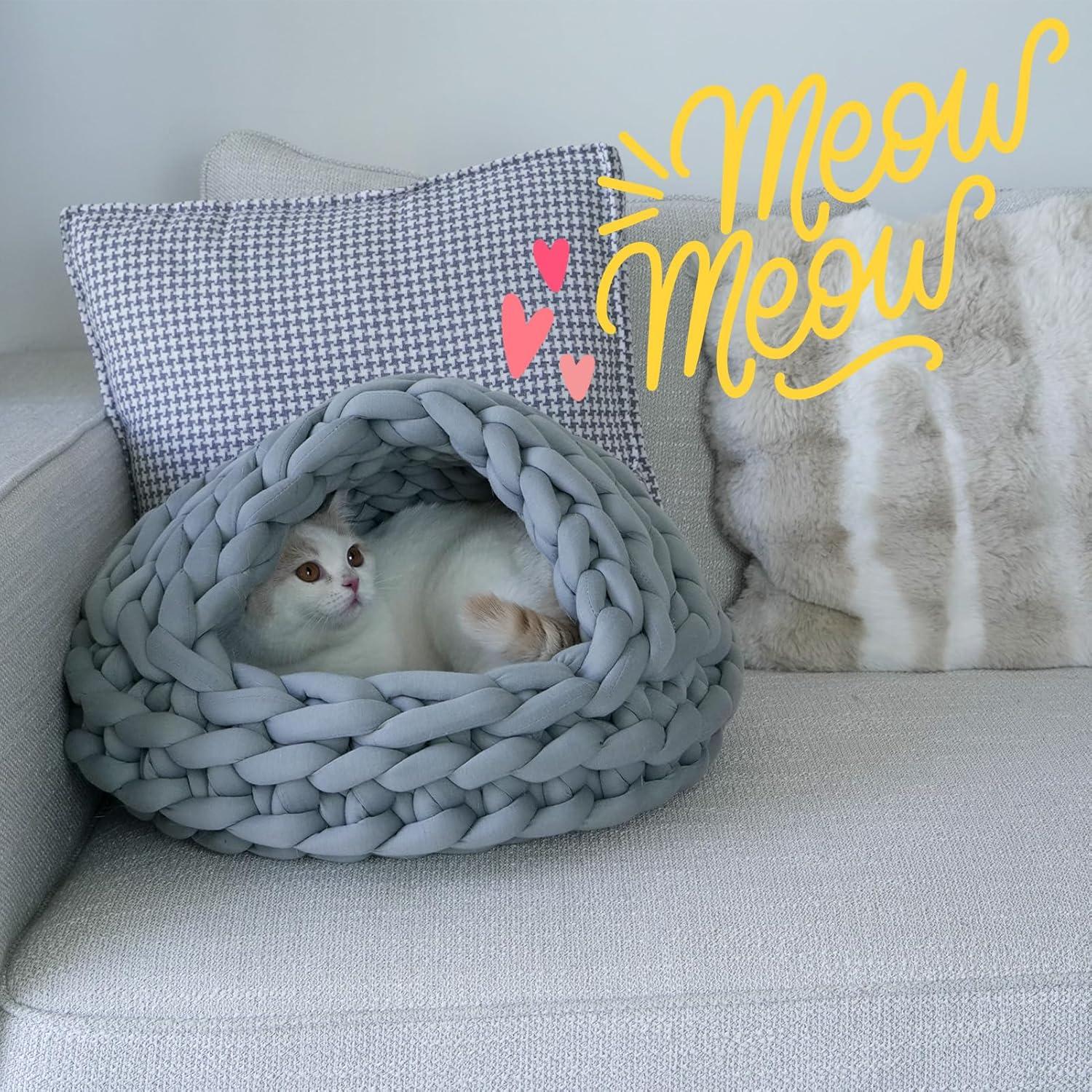 Cueva para Gatos Beneluckyo 50 cm Gris - Cama Flexible Lavable