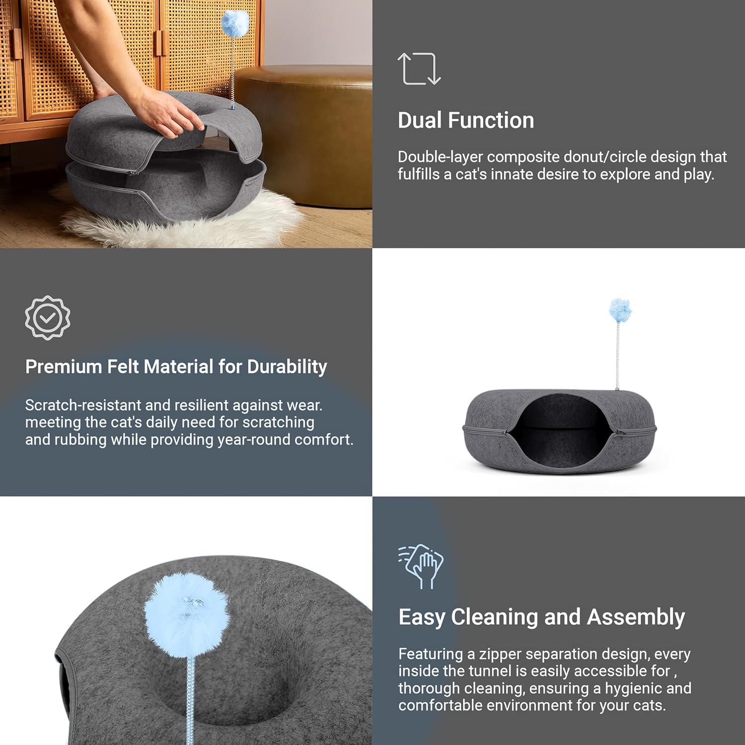 Cama Túnel para Gatos Jia Xi Mediana Gris Oscuro