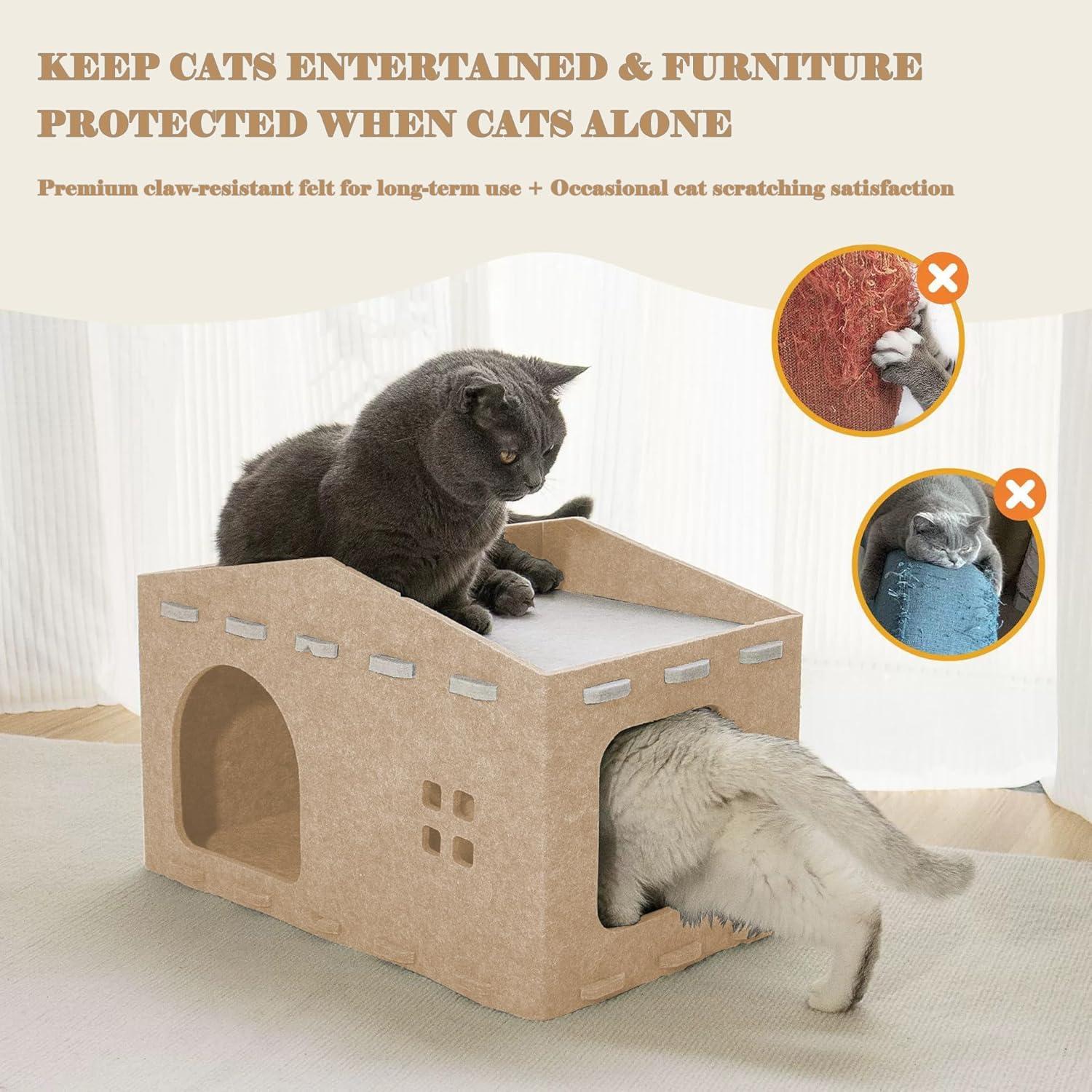 Casa para Gatos ALLIGEAR de Fieltro 2 en 1, Soporta 7 kg