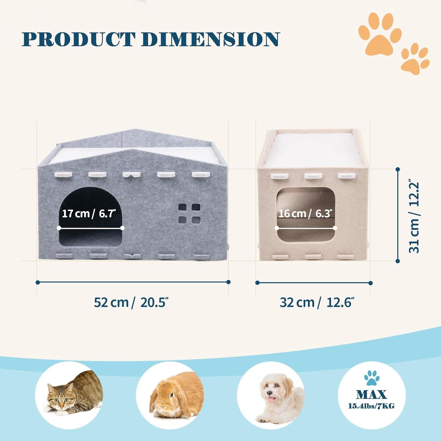 Casa para Gatos ALLIGEAR de Fieltro 2 en 1, Soporta 7 kg