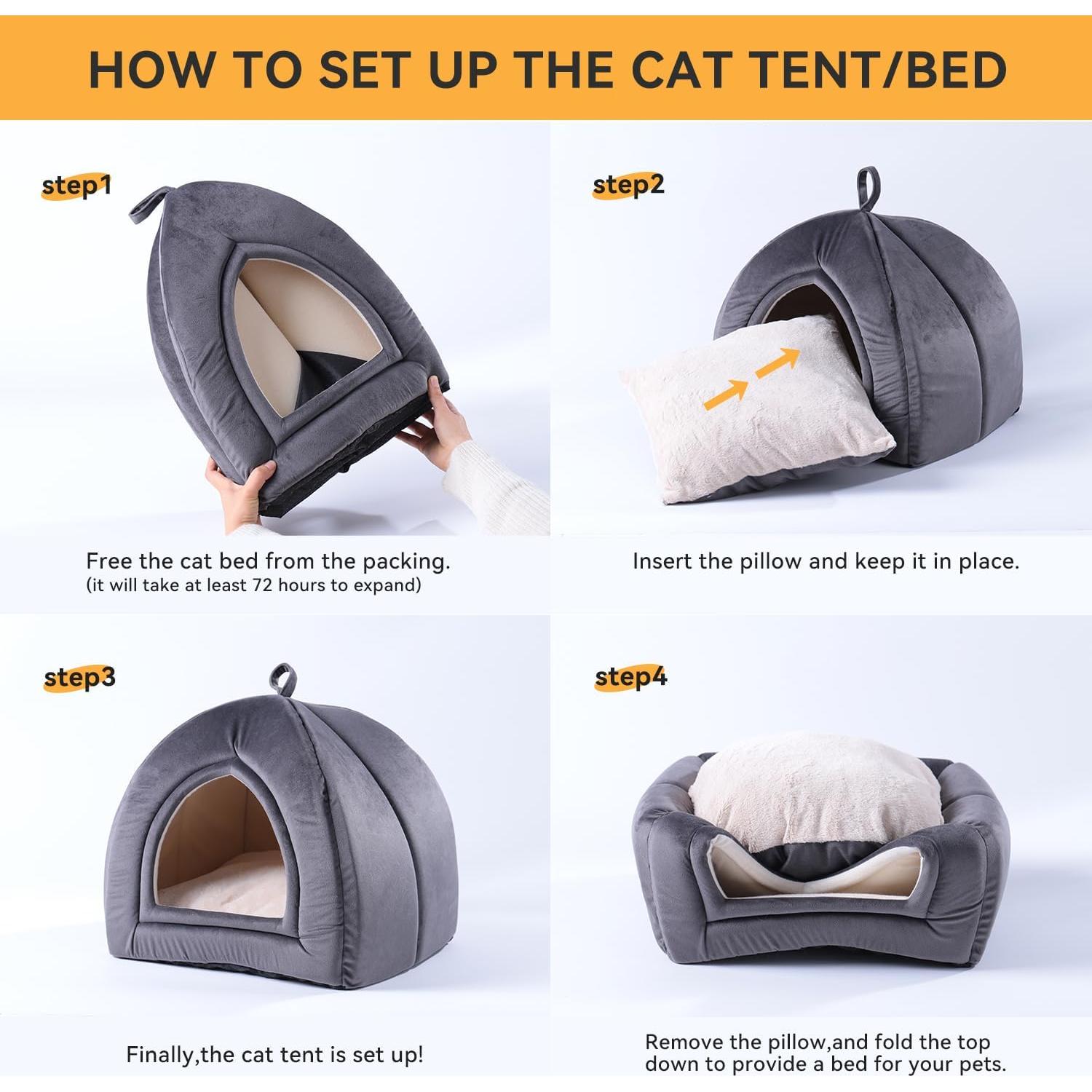 Cama para Gatos KASENTEX 48.3x48.3 cm Púrpura Acolchada