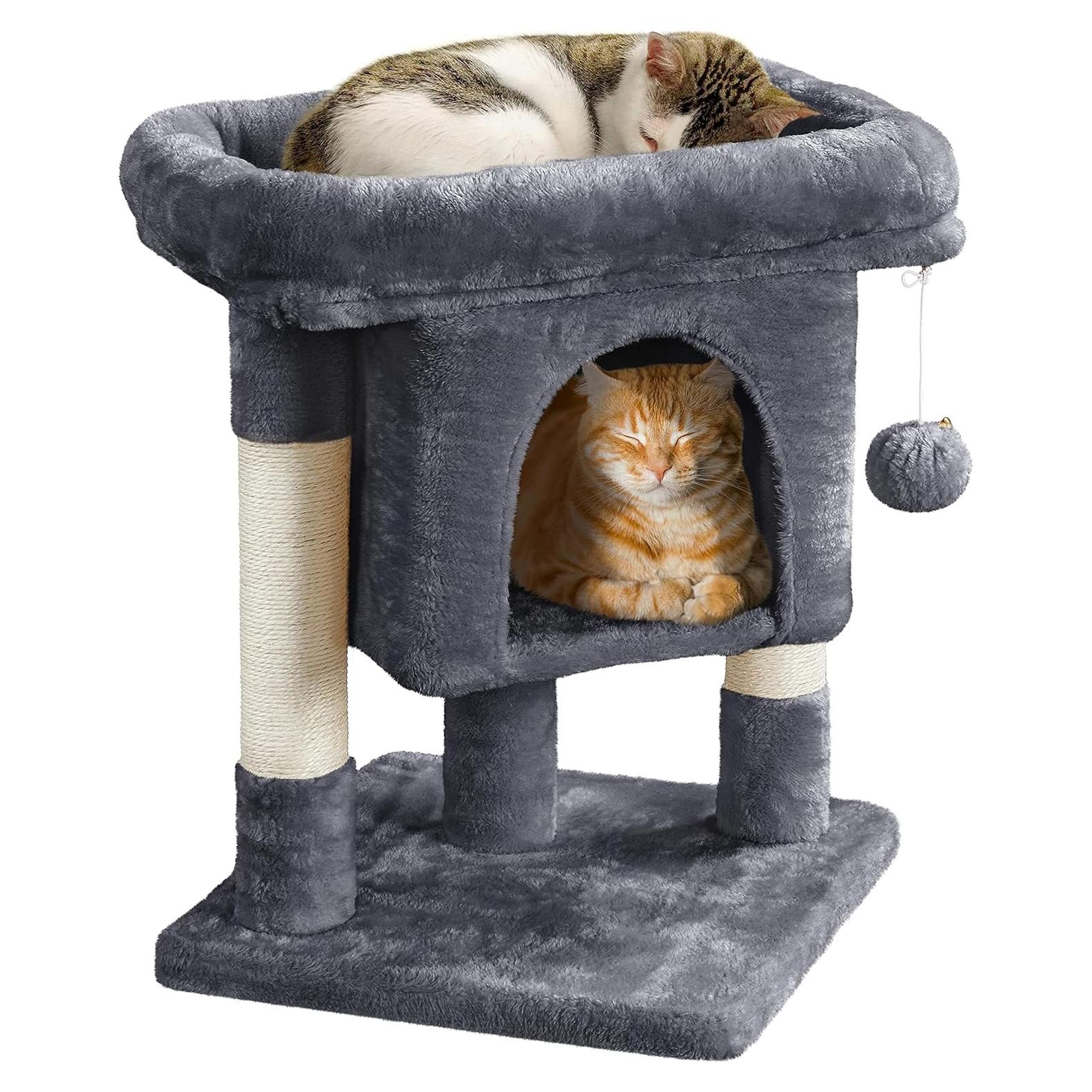 Torre para Gatos Yaheetech 59.69cm Gris Oscuro con Rascador