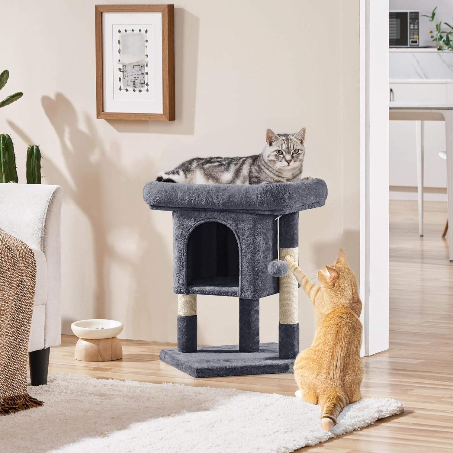 Torre para Gatos Yaheetech 59.69cm Gris Oscuro con Rascador