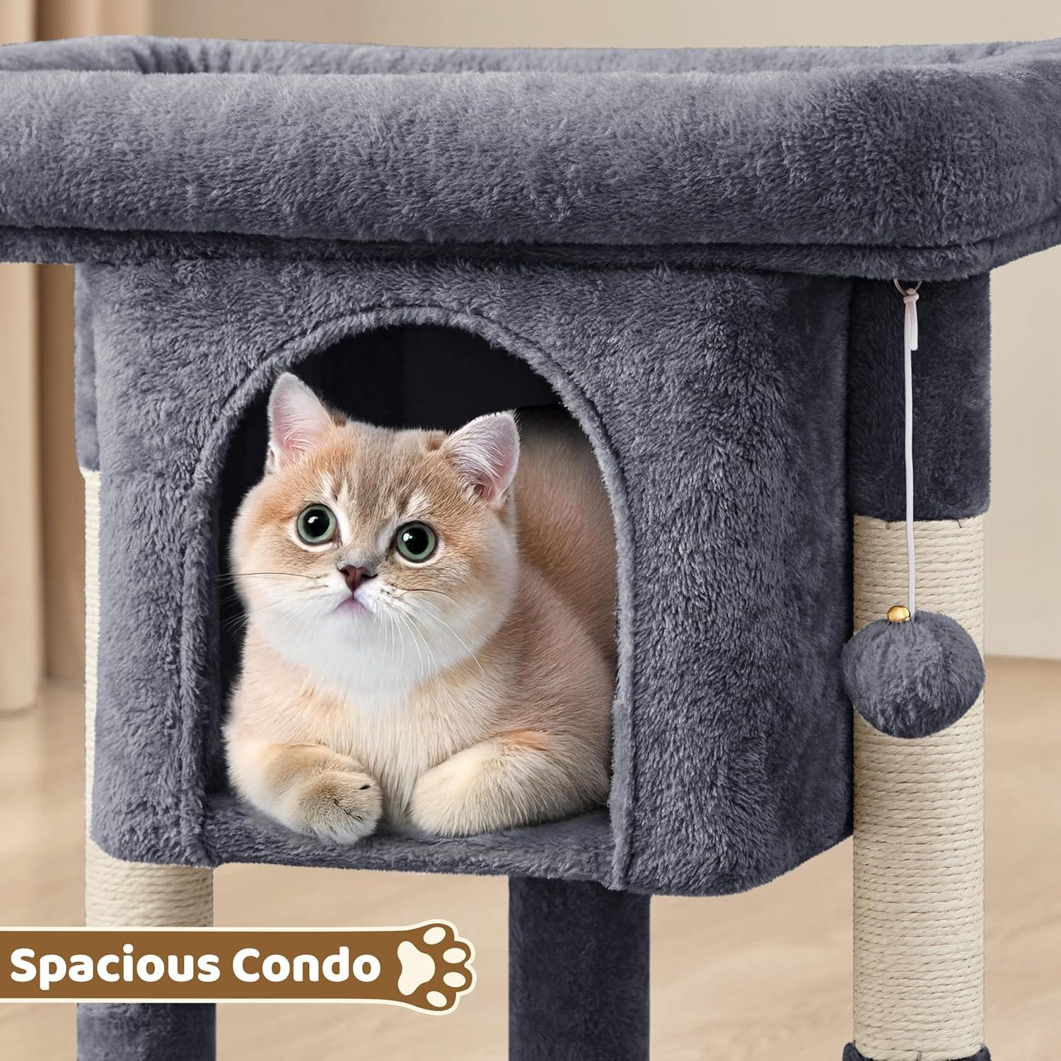 Torre para Gatos Yaheetech 59.69cm Gris Oscuro con Rascador