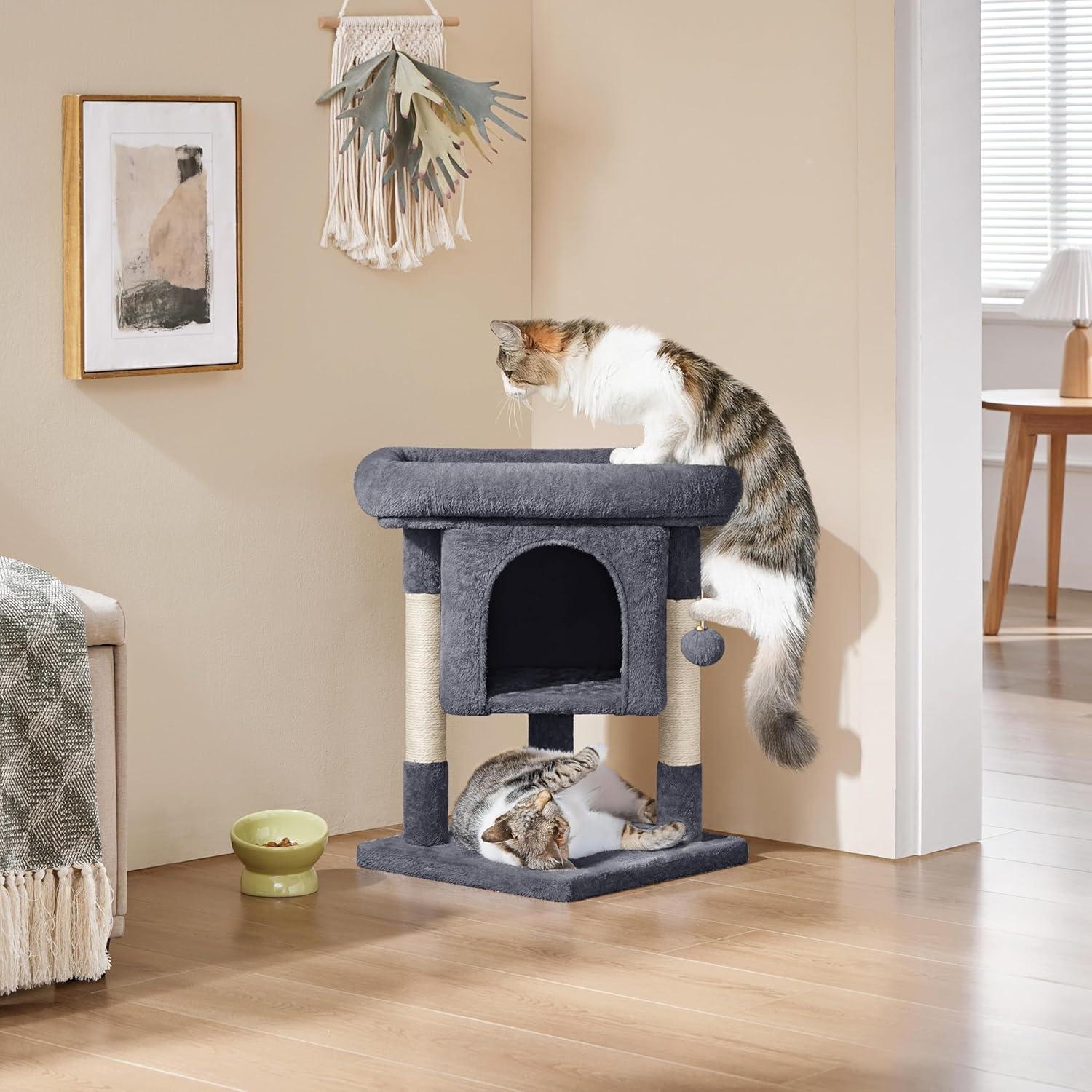 Torre para Gatos Yaheetech 59.69cm Gris Oscuro con Rascador