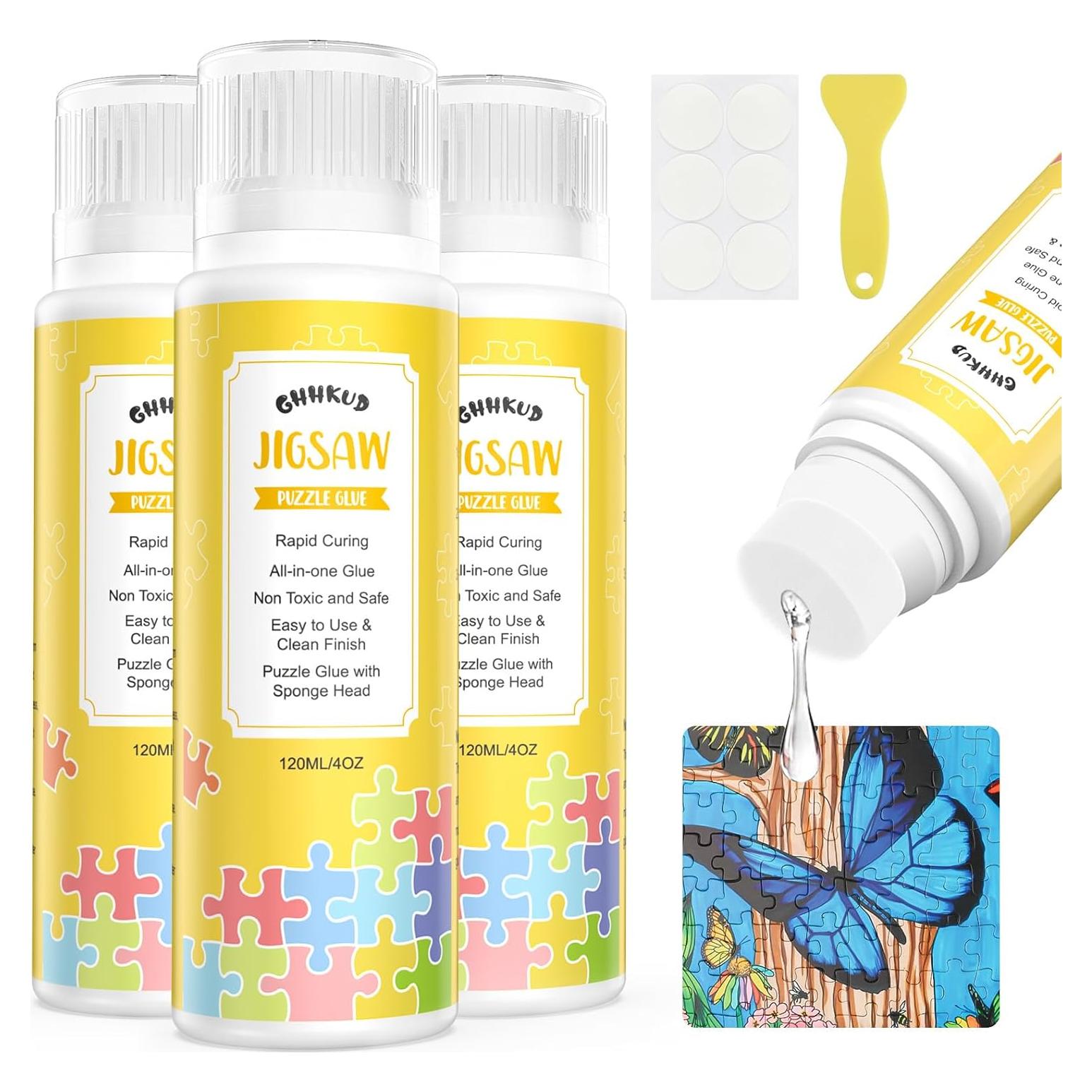 Pegamento para Rompecabezas GHHKUD 360ml No Tóxico con Esponja