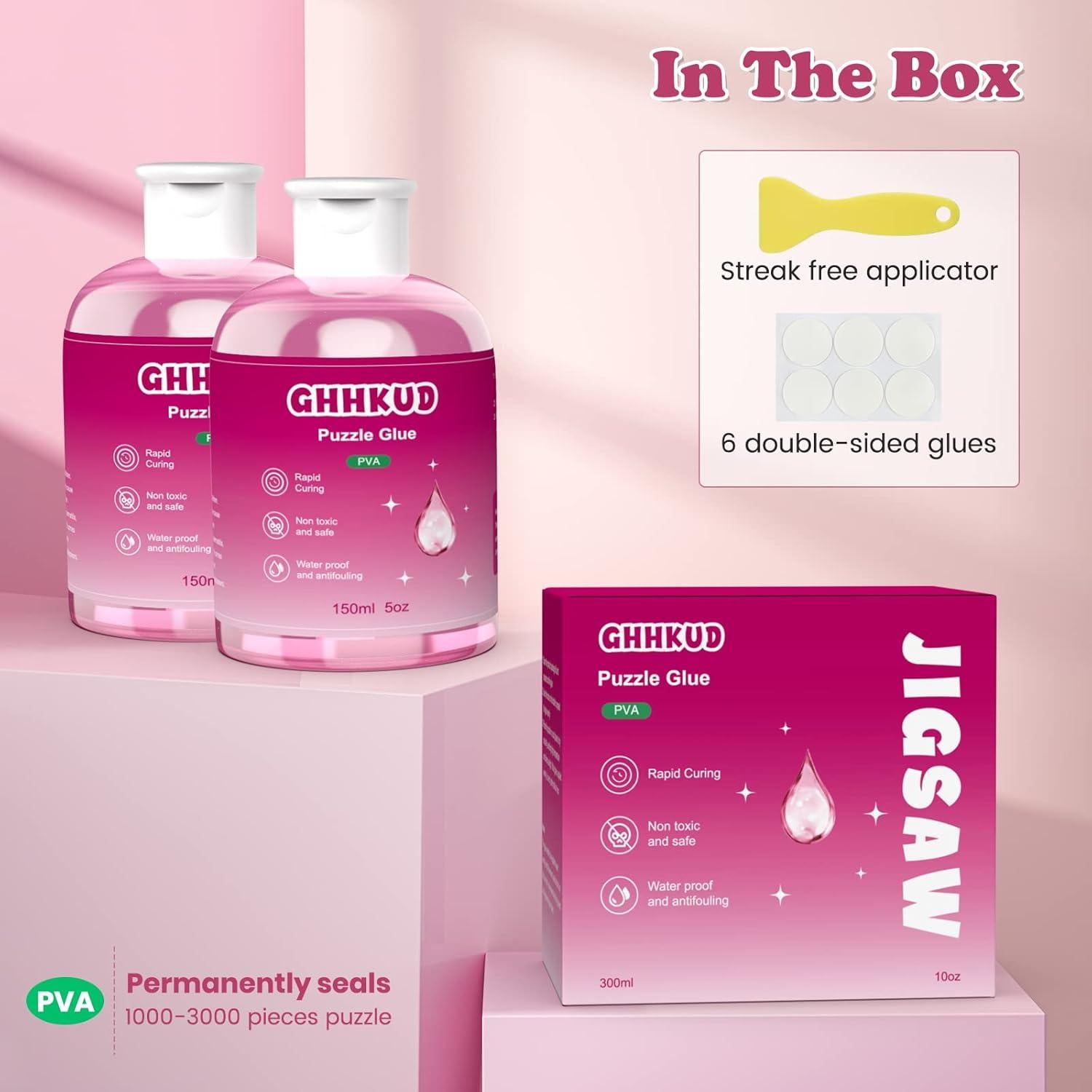 Pegamento para Rompecabezas GHHKUD 300ml Transparente con Brochas