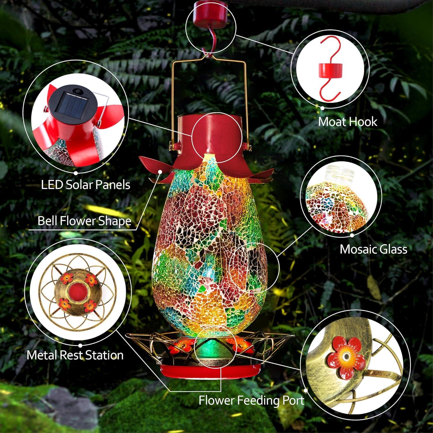 Alimentador Solar para Colibrí MKLZ, Botella de Vidrio 1.18L