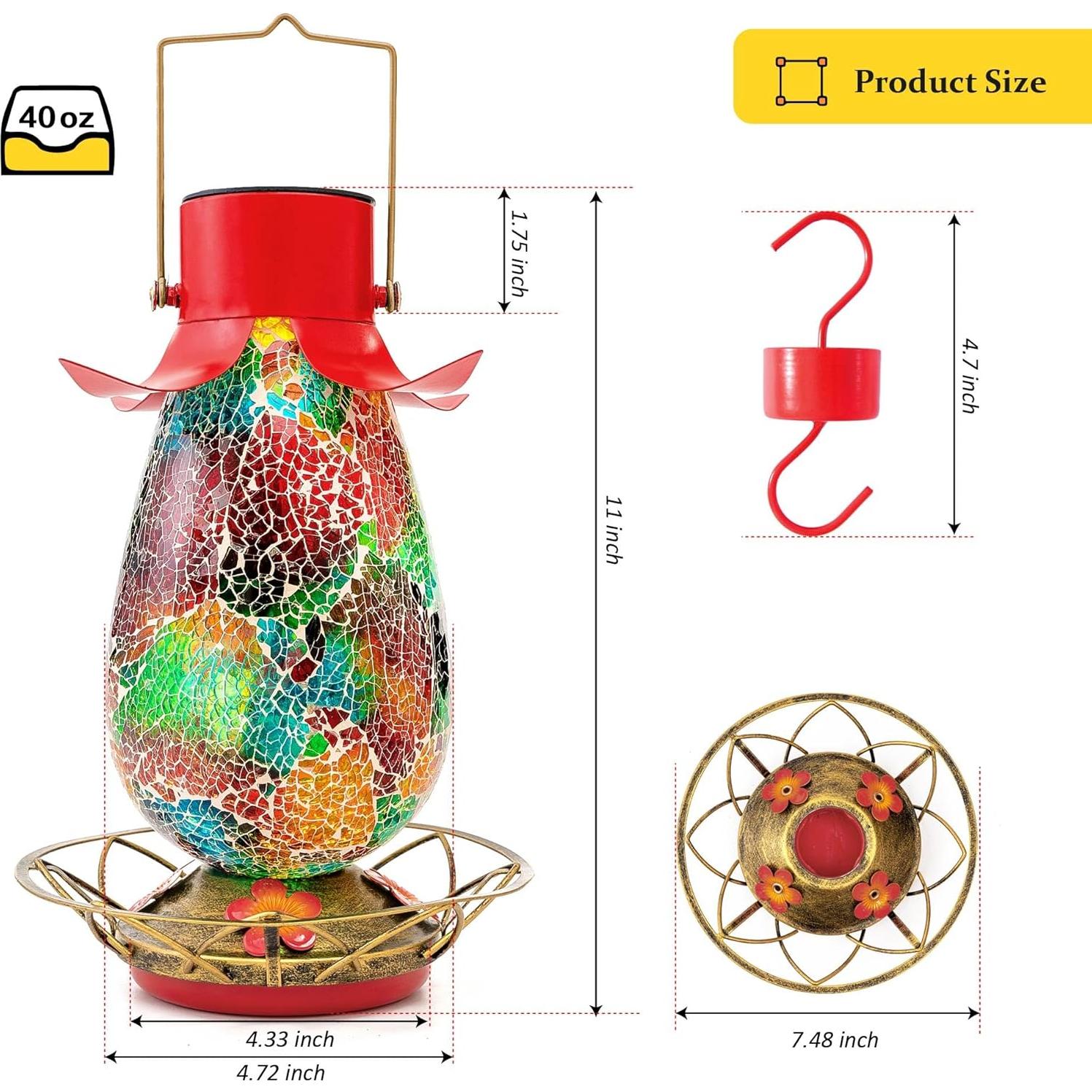 Alimentador Solar para Colibrí MKLZ, Botella de Vidrio 1.18L