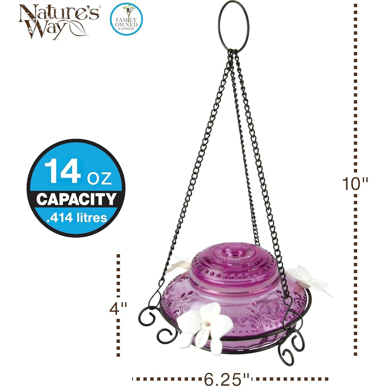 Alimentador de Colibríes de Vidrio Antiguo Nature's Way ANTHF1 414ml