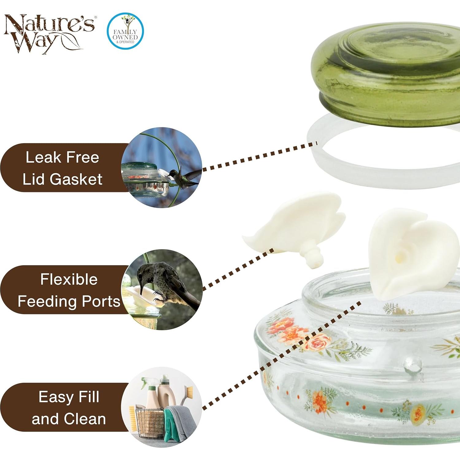 Alimentador de colibríes de vidrio Nature's Way Ramo de Gardenia