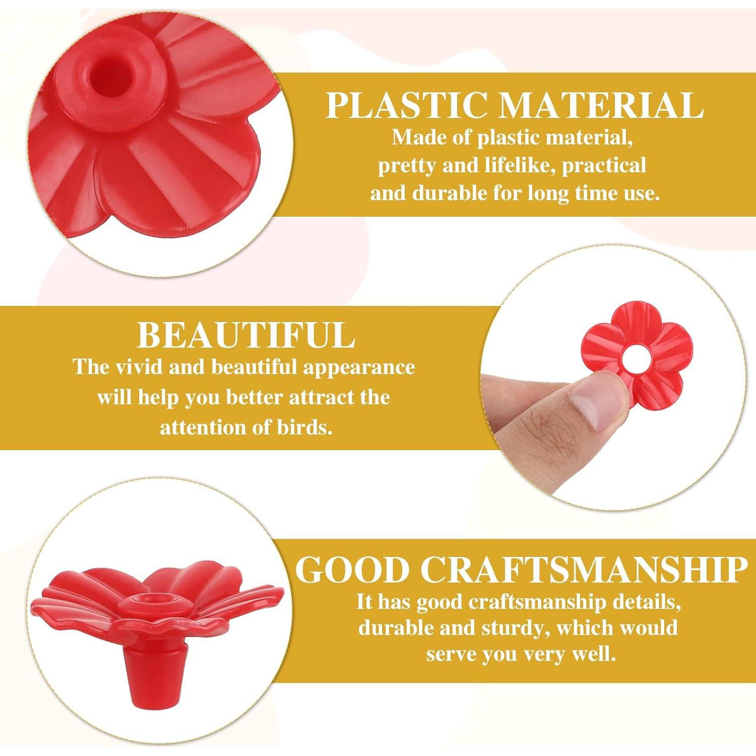 Juego de 16 Flores Rojas para Alimentadores de Colibríes - Salbsever