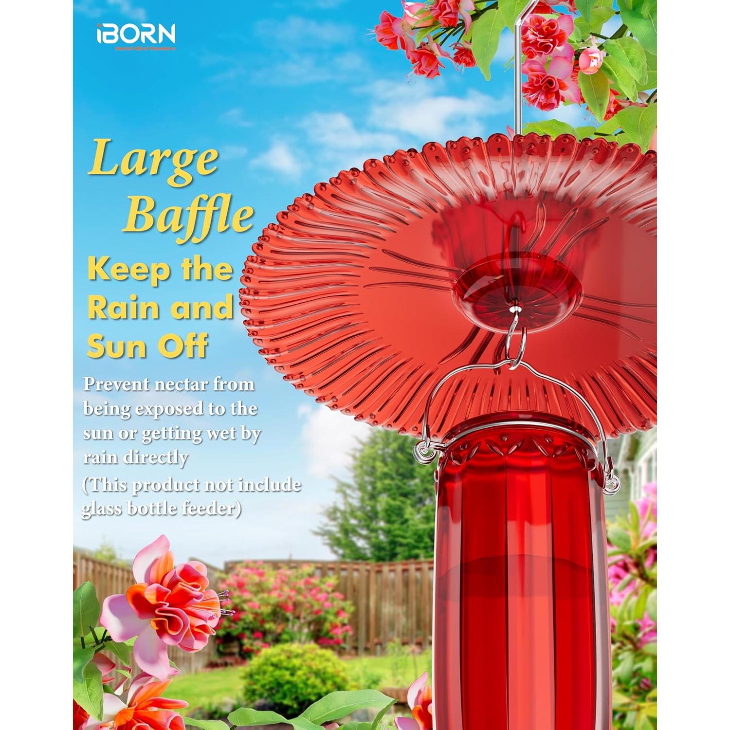 Comedero para Colibríes iBorn con Baffle Solar 26.9cm Rojo