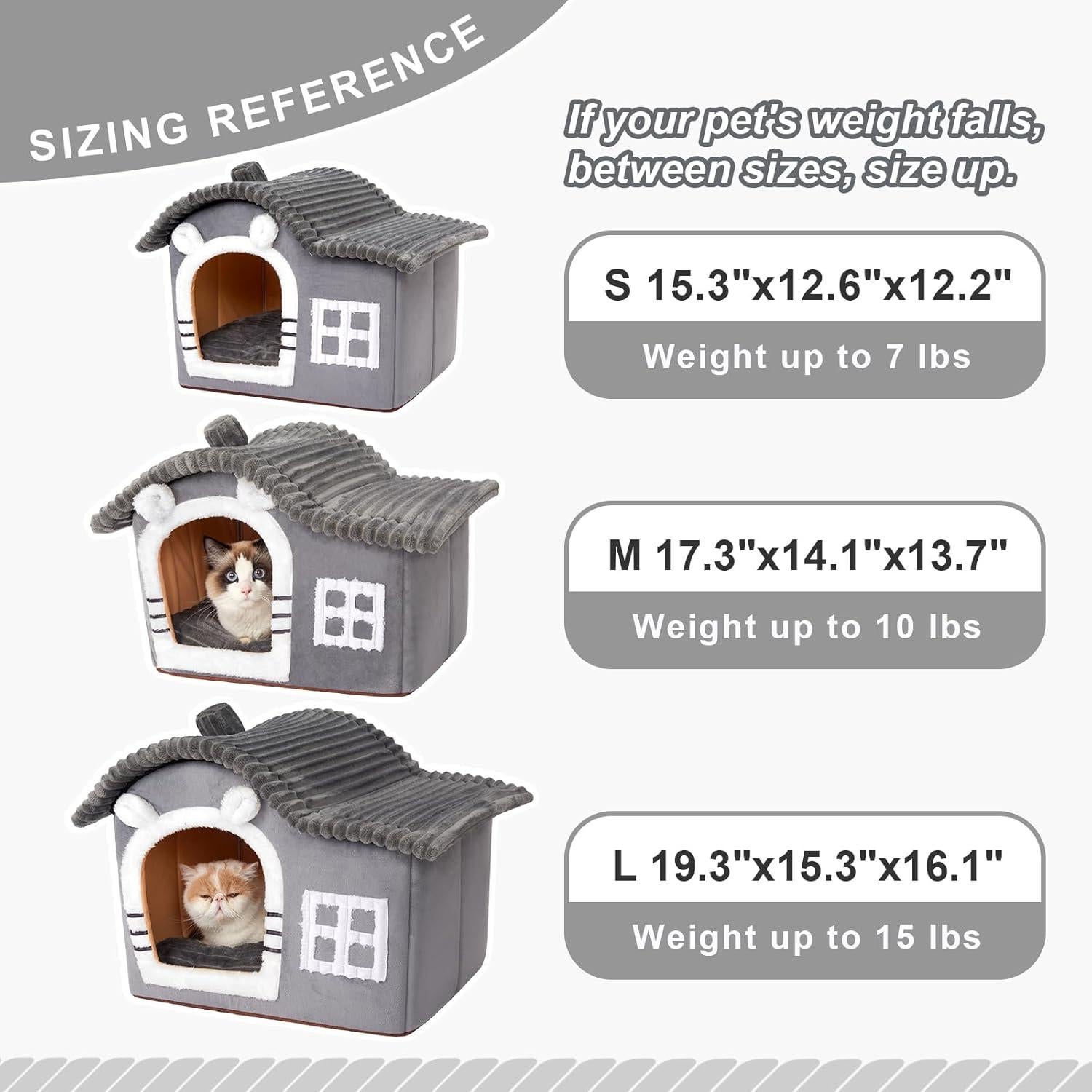 Casa de Gato Suave Jiupety Mediana Gris para Gatos 1.4-4.5 kg