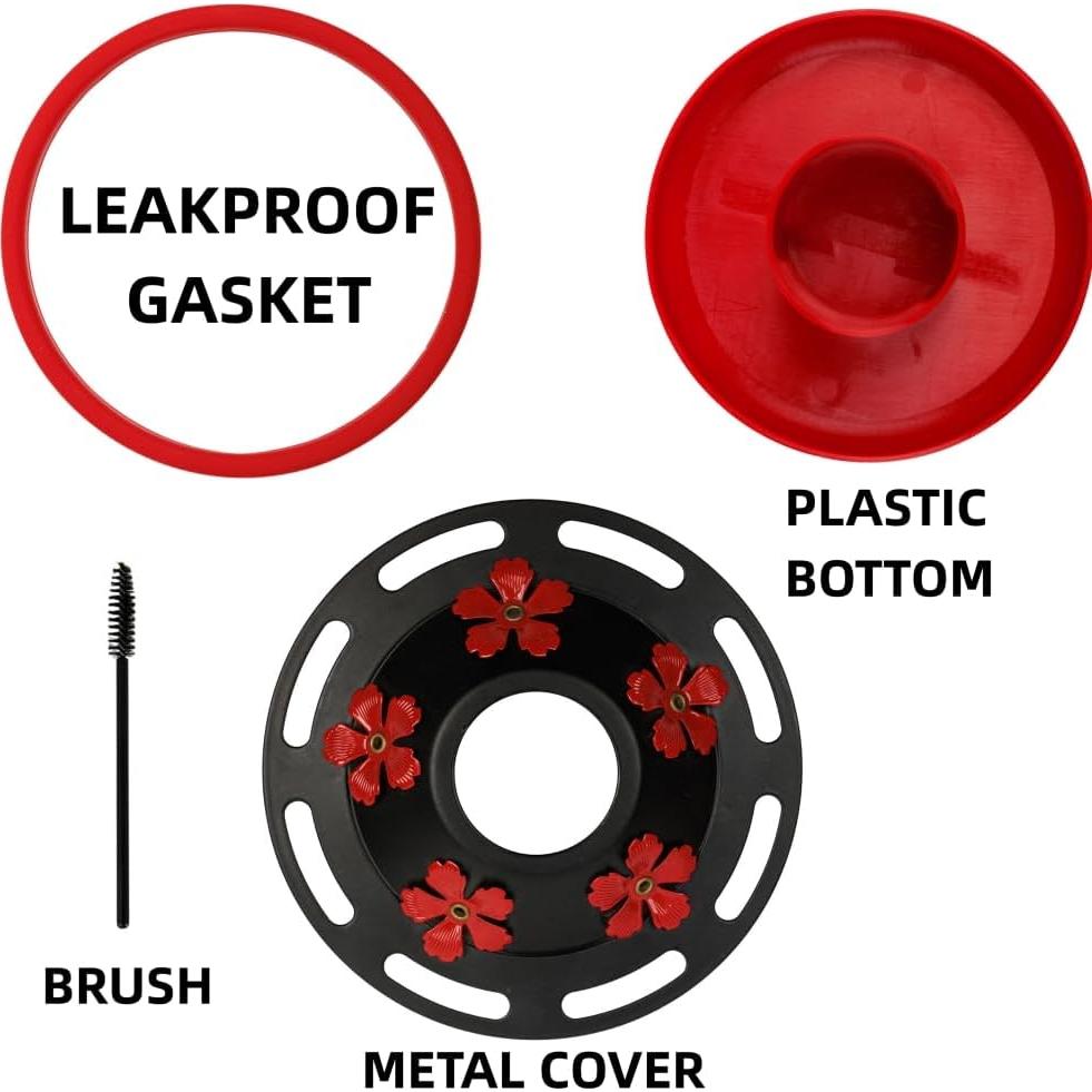 Base Inferior para Alimentador de Colibríes WOSIBO - Plástico Rojo y Metal