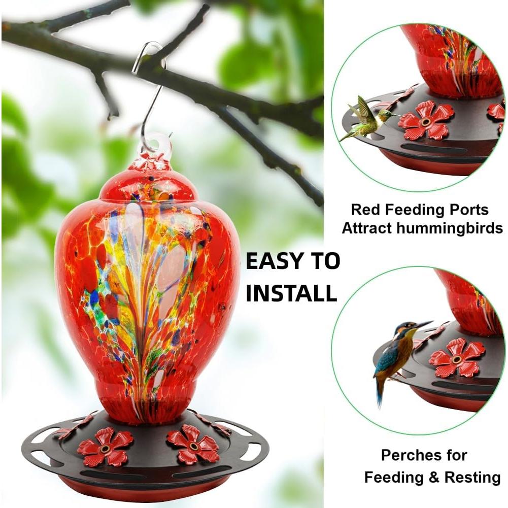 Base Inferior para Alimentador de Colibríes WOSIBO - Plástico Rojo y Metal