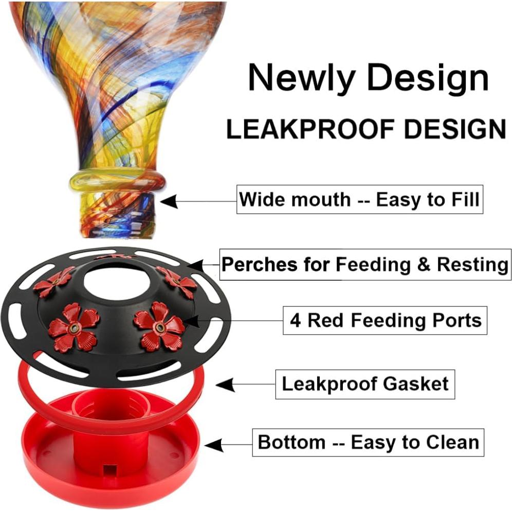 Base Inferior para Alimentador de Colibríes WOSIBO - Plástico Rojo y Metal