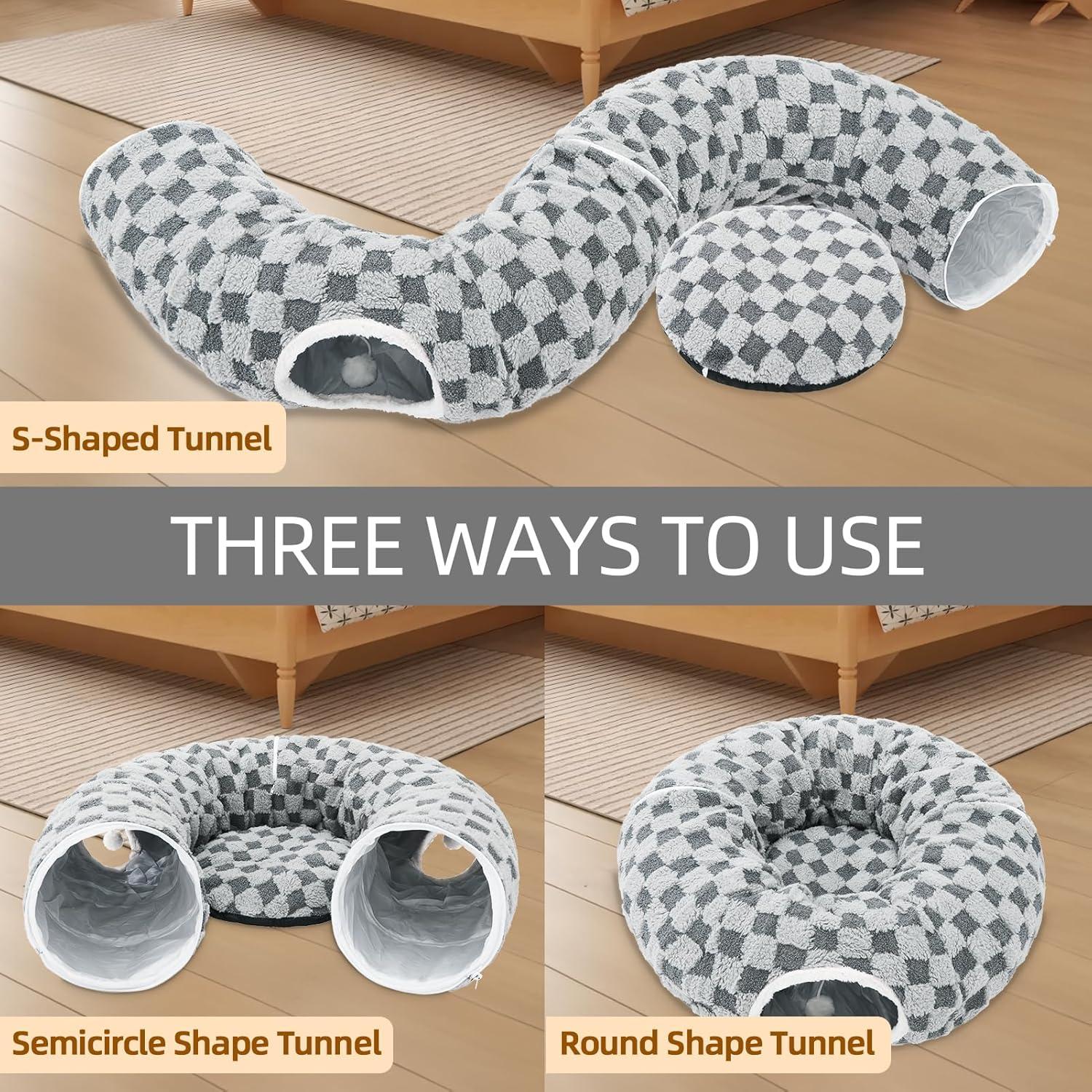 Cueva para Gatos Homimp Gris con Cojín Lavable y Túnel