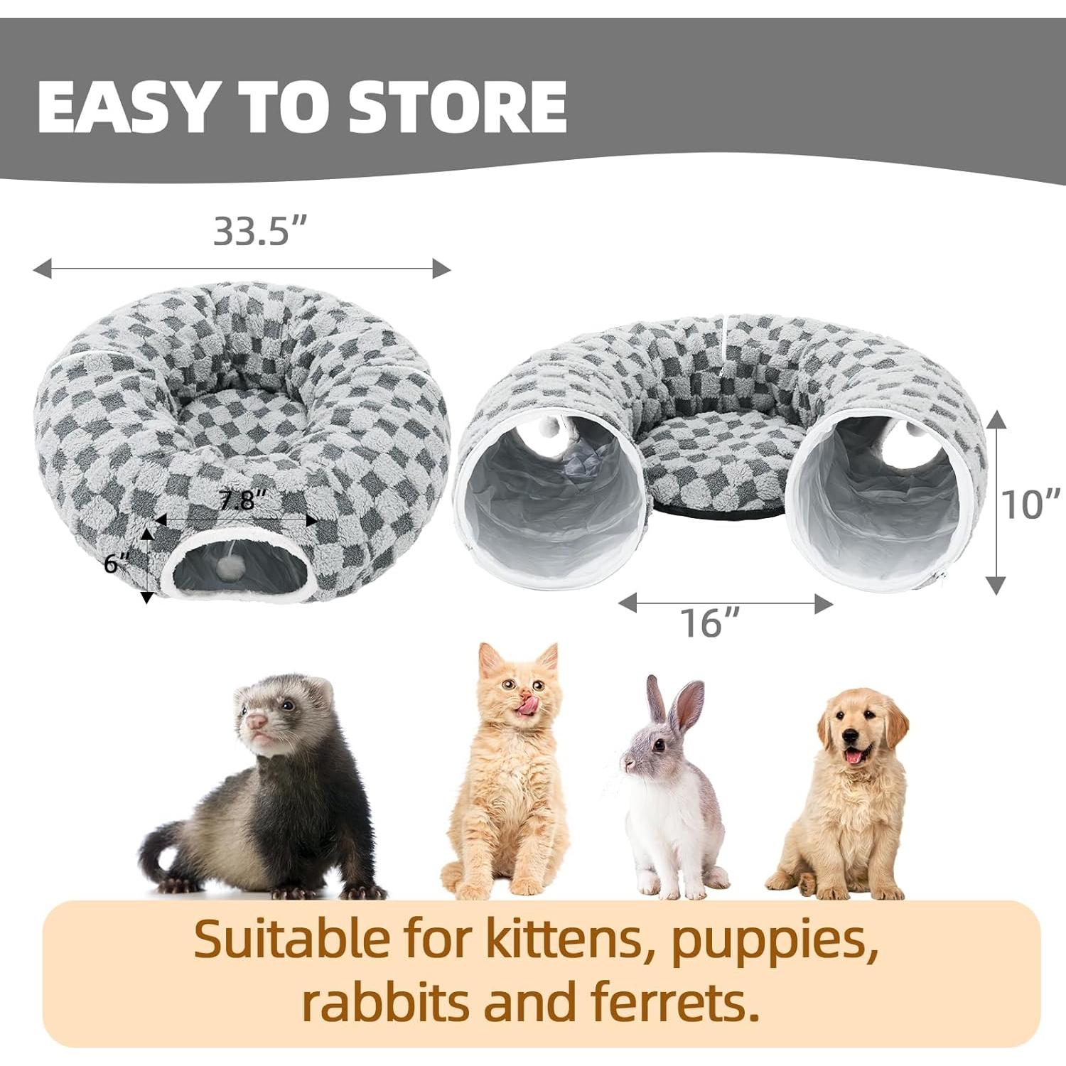 Cueva para Gatos Homimp Gris con Cojín Lavable y Túnel