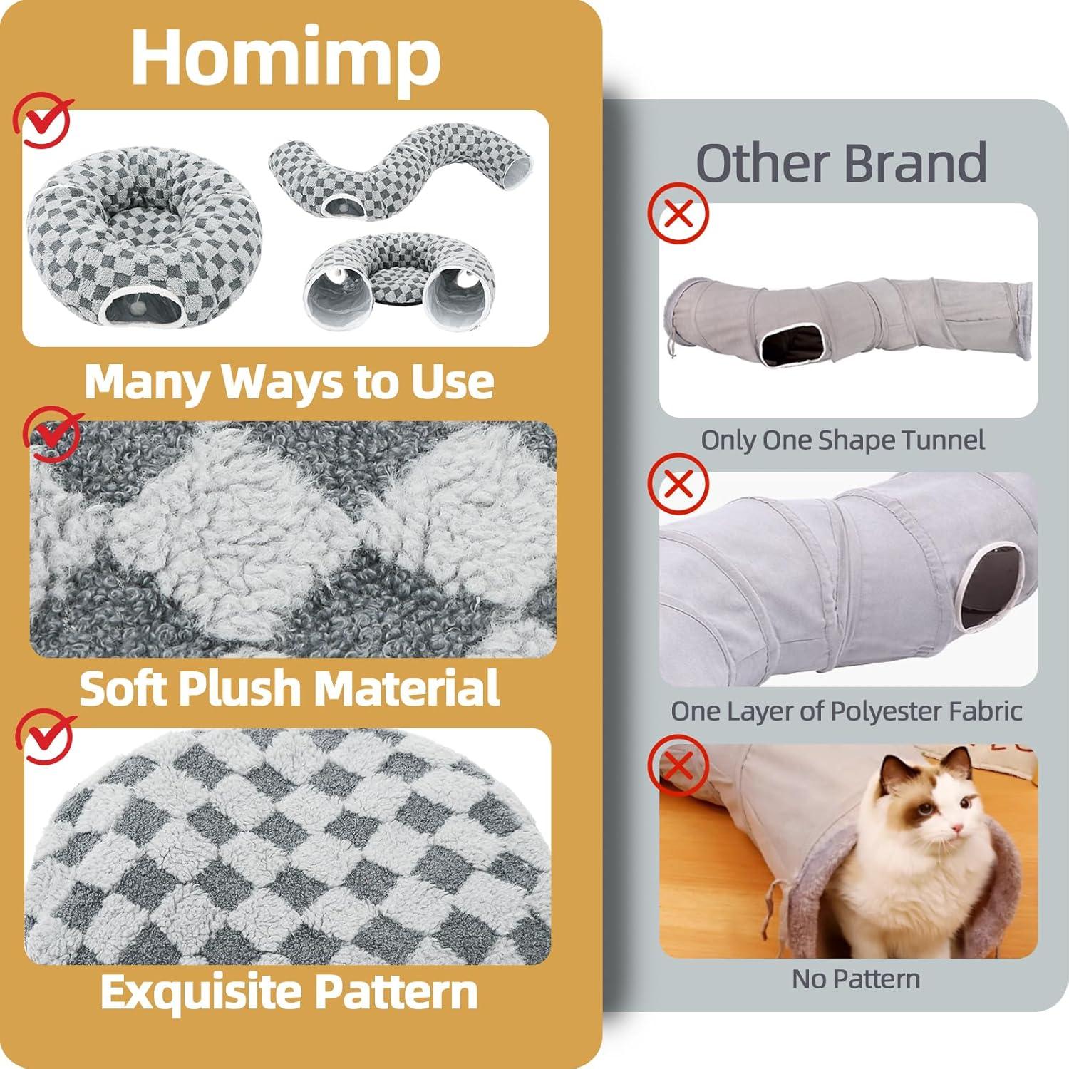 Cueva para Gatos Homimp Gris con Cojín Lavable y Túnel