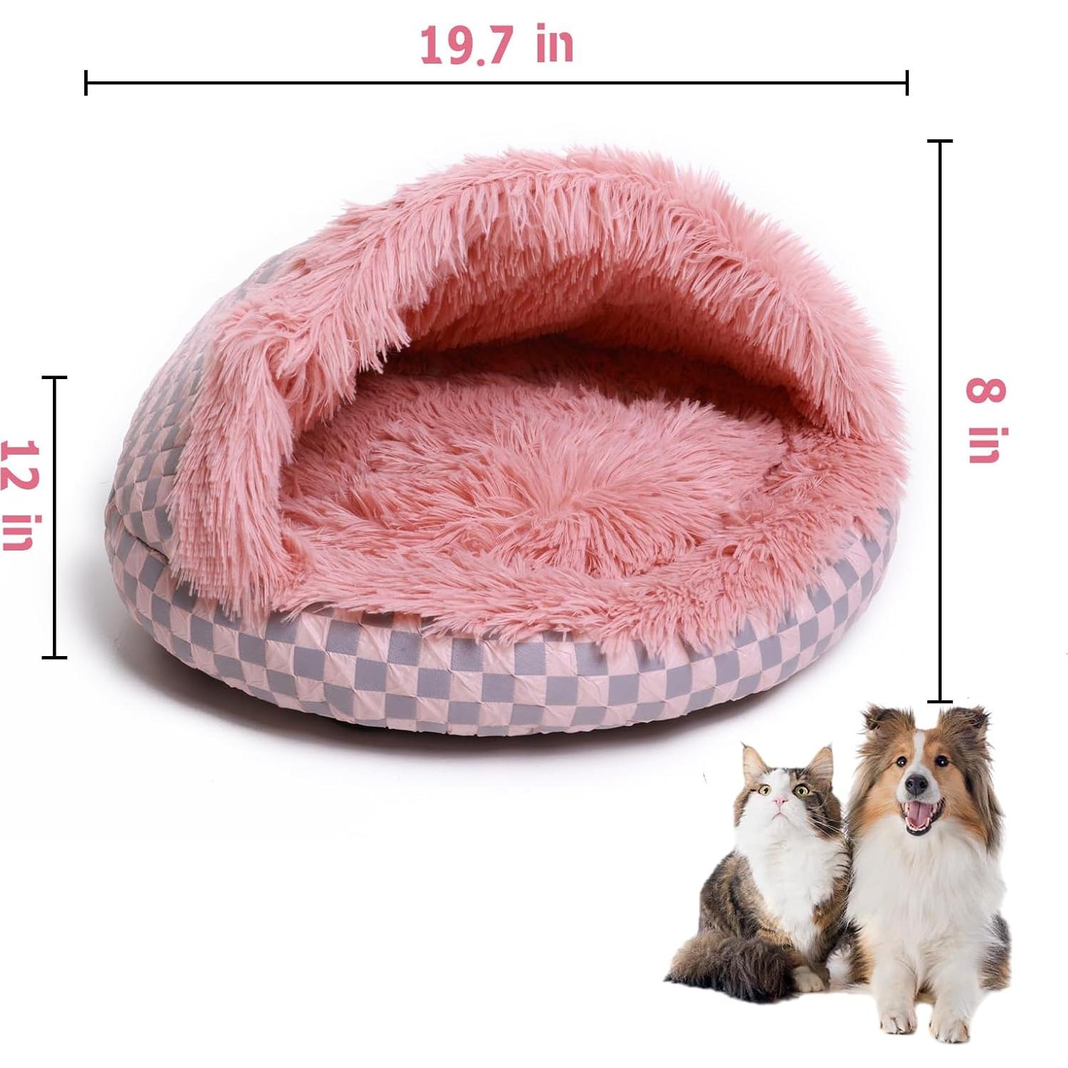 Cama para Gatos FADEYJ con Capucha Rosa 35x52cm Antiestrés