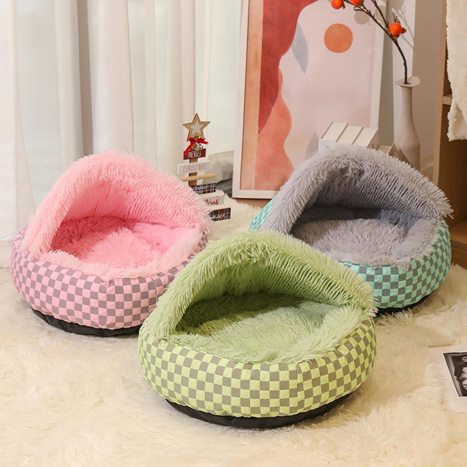 Cama para Gatos FADEYJ con Capucha Rosa 35x52cm Antiestrés