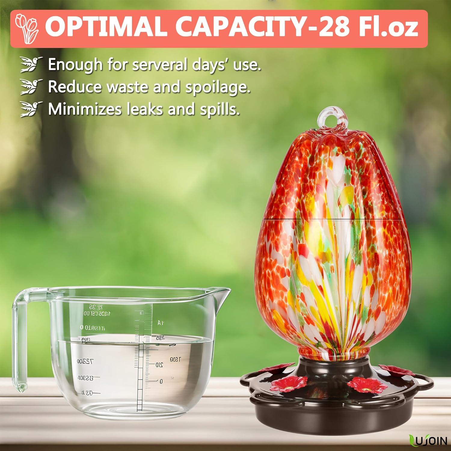 Alimentador de Colibrí LUJOIN Tulipán 28 oz Vidrio Rojo