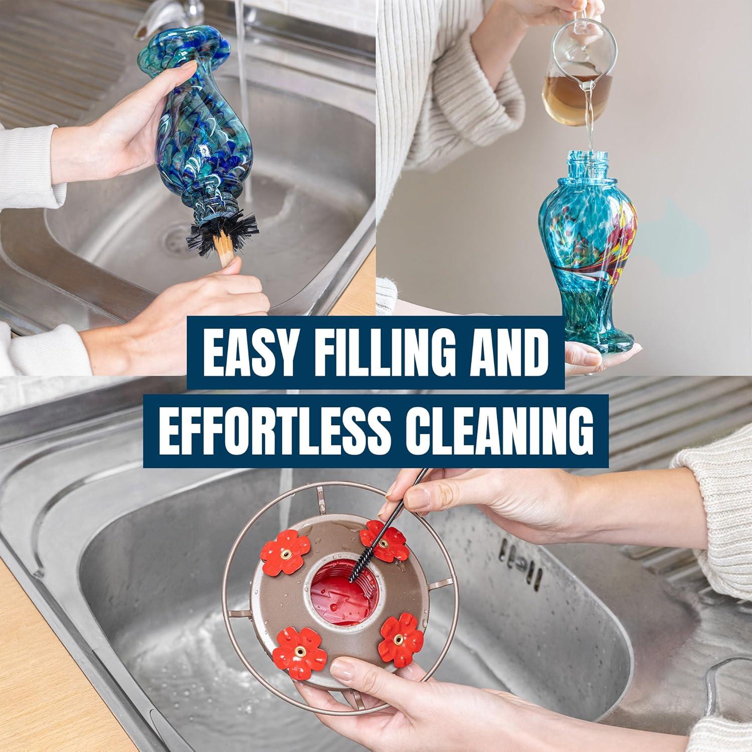 Alimentador de Colibríes MEKKAPRO de Vidrio 20oz Floral Azul