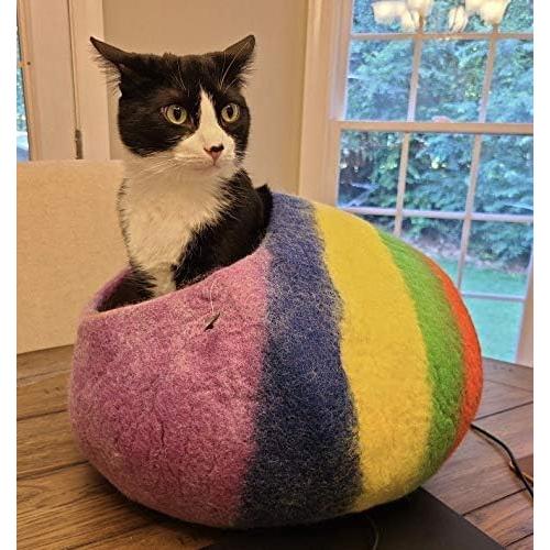 Cueva de Gato de Lana Ecológica Asterik Arcoíris 30x24cm