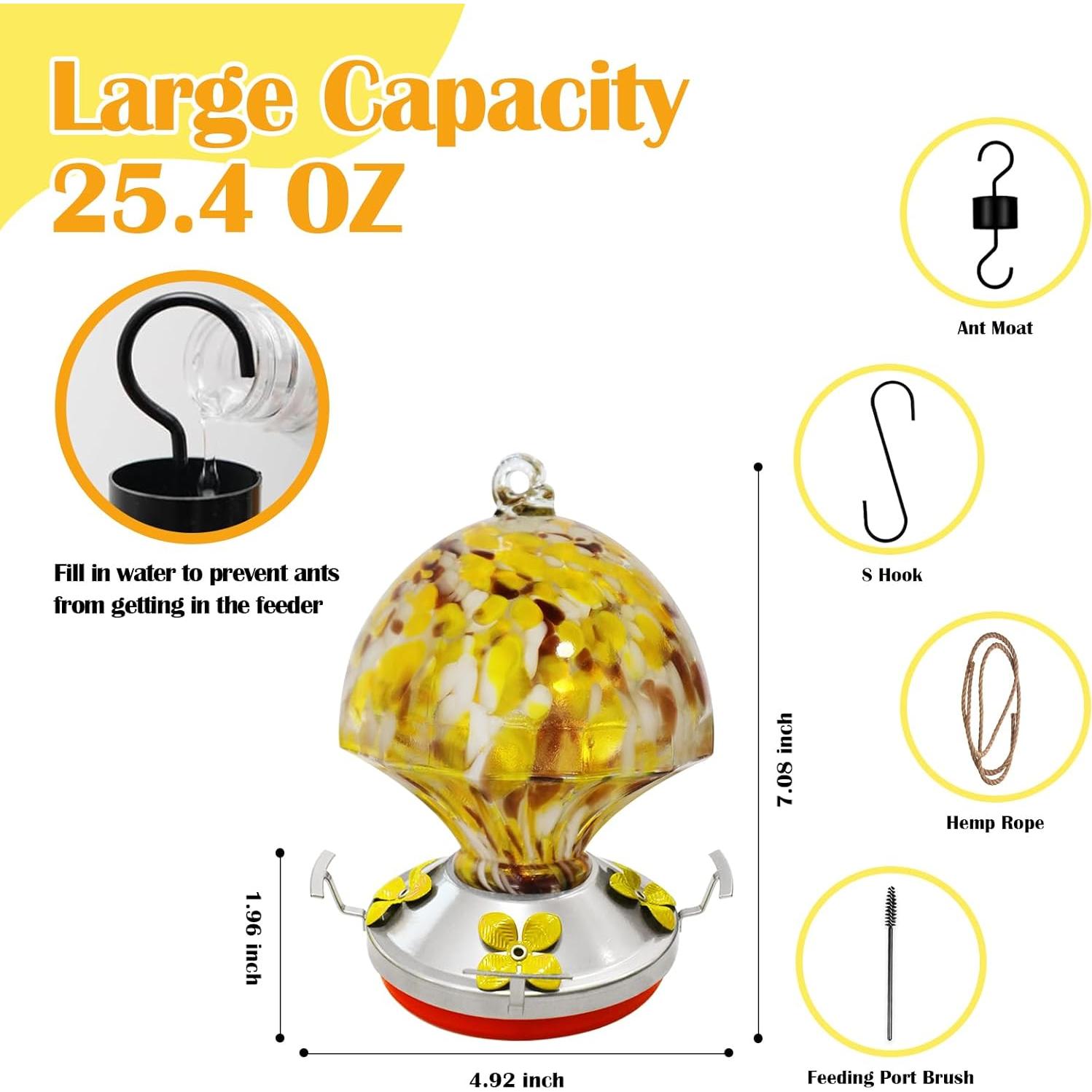 Alimentador de Colibrí Ruiyi Tim de Vidrio 750 ml con Trampa para Hormigas