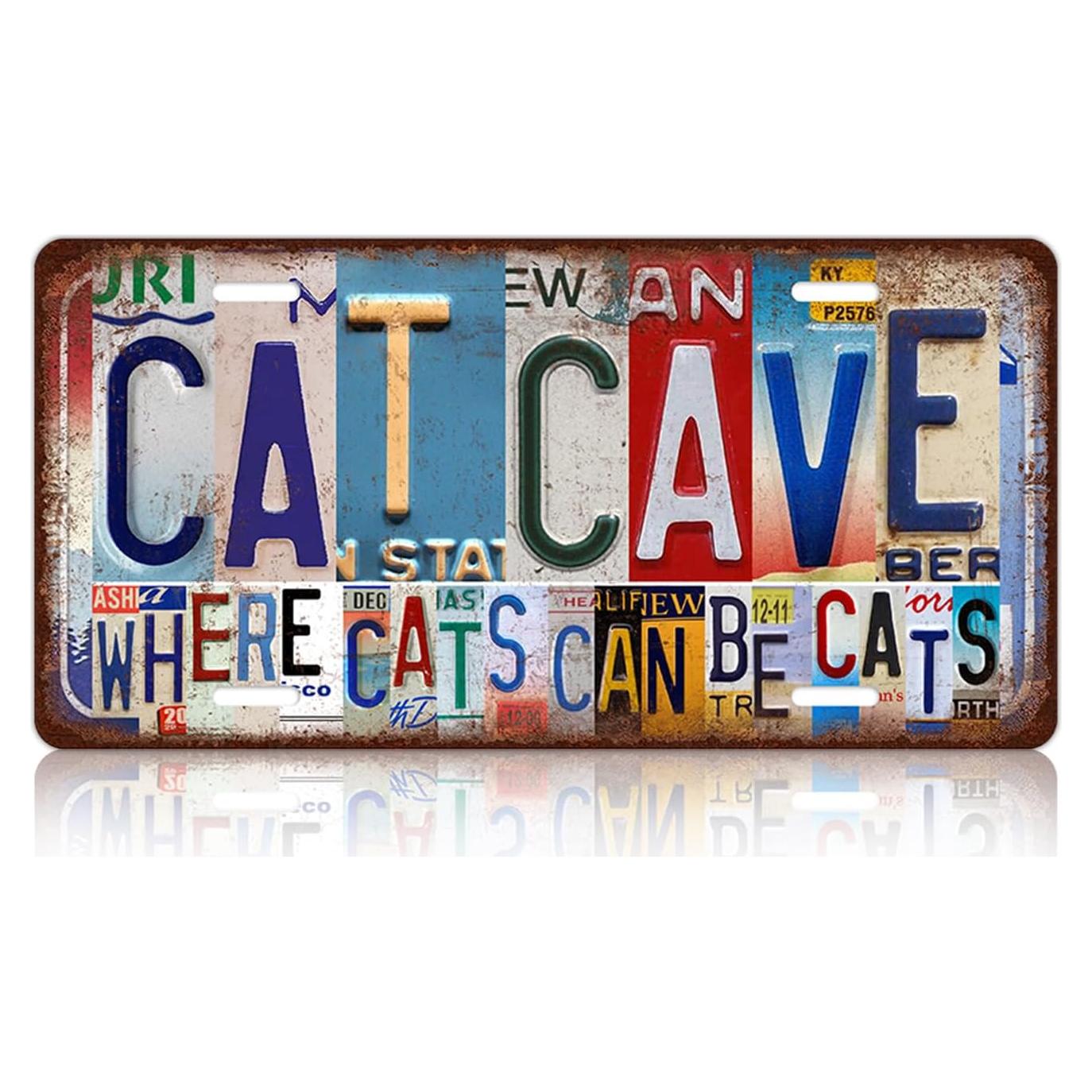 Placa de Licencia Retro Cueva de Gatos RCXsigns 30.48x15.24cm