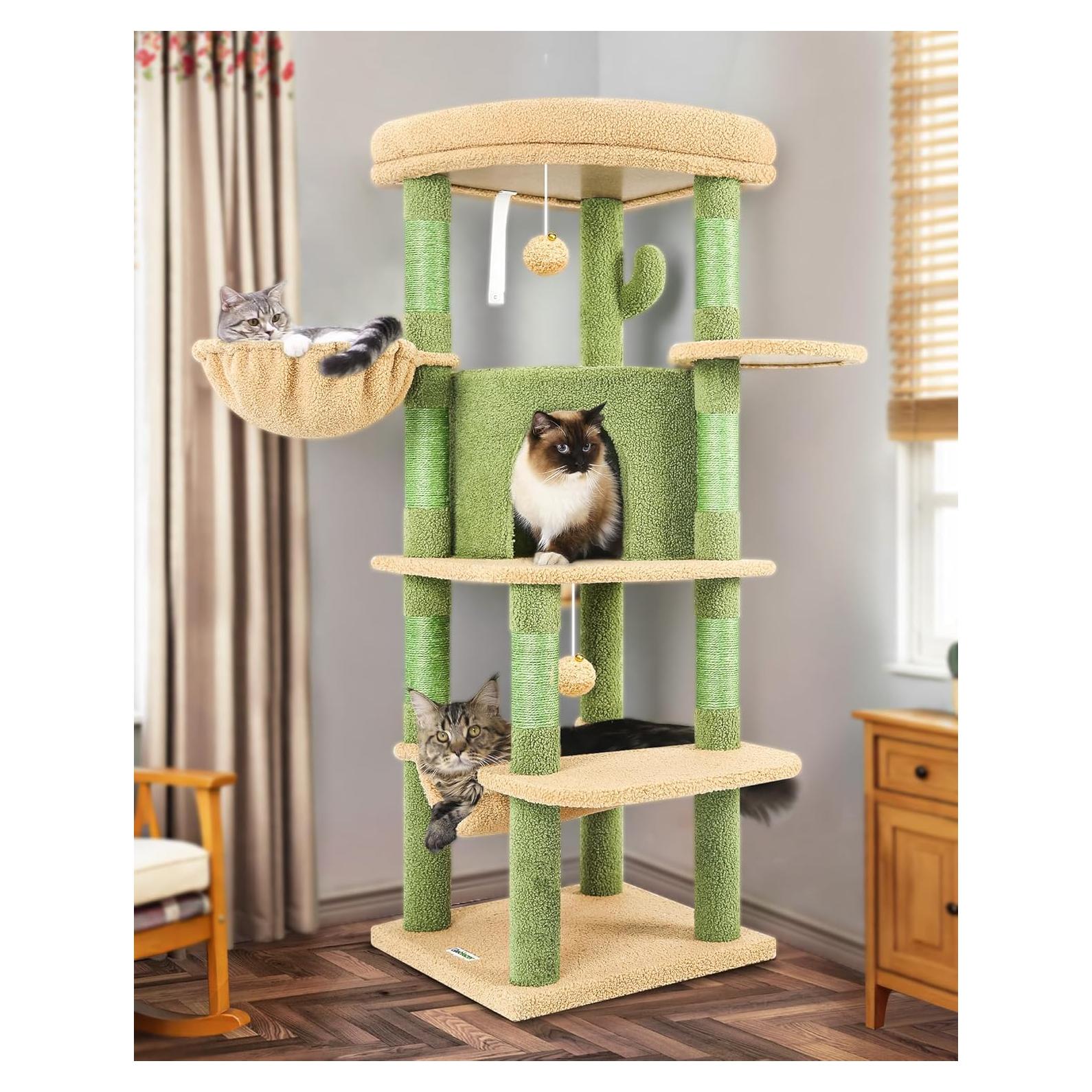 Torre para Gatos Globlazer C51 Verde 129.54cm con Rascador