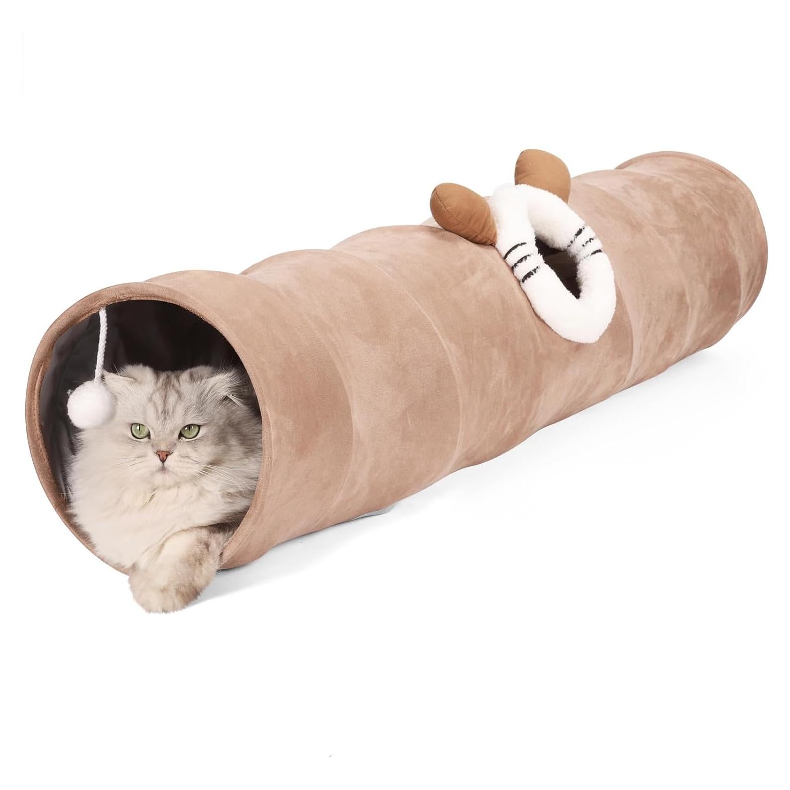 Túnel de Gato Plegable PurronPaws 96cm con Agujero y Bola