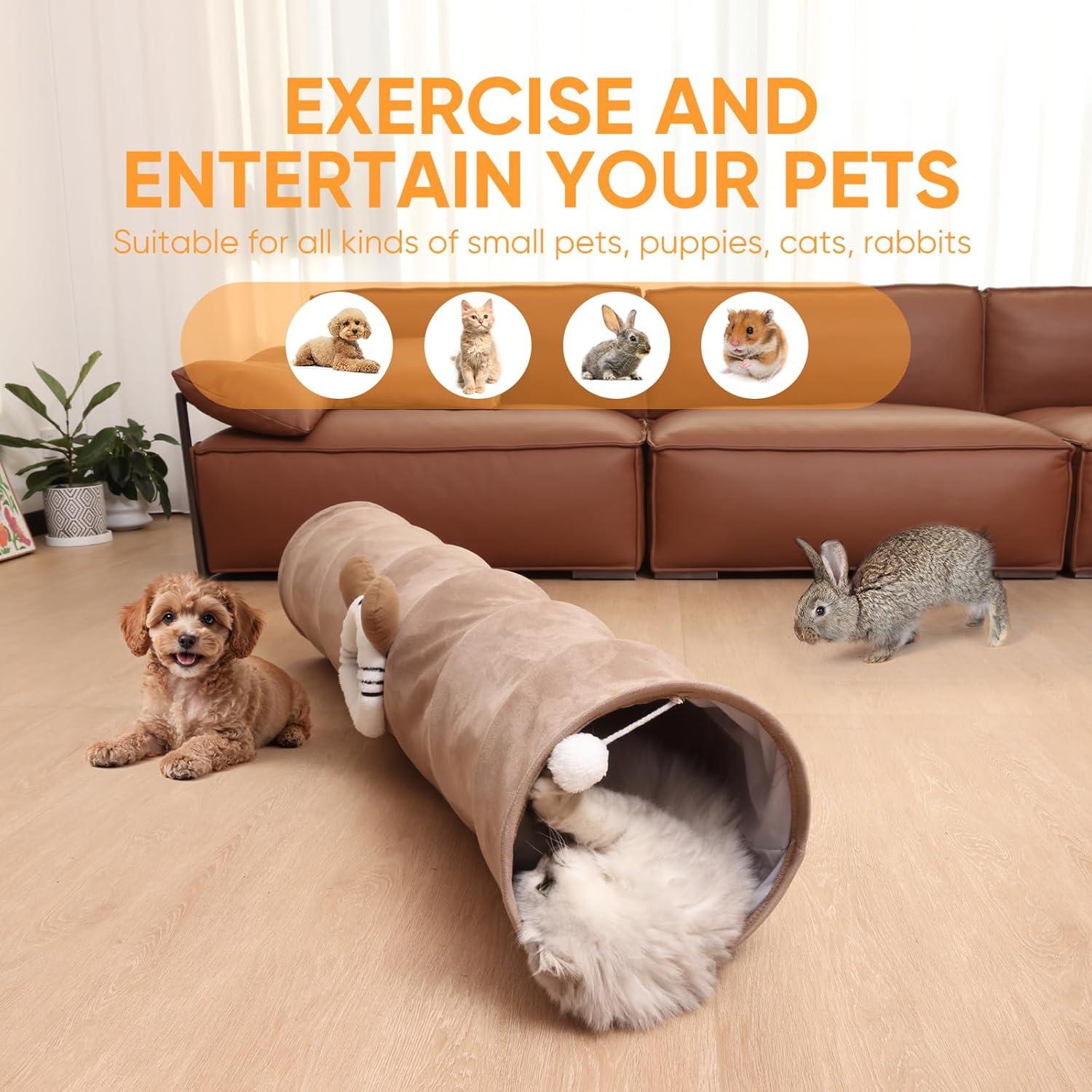 Túnel de Gato Plegable PurronPaws 96cm con Agujero y Bola