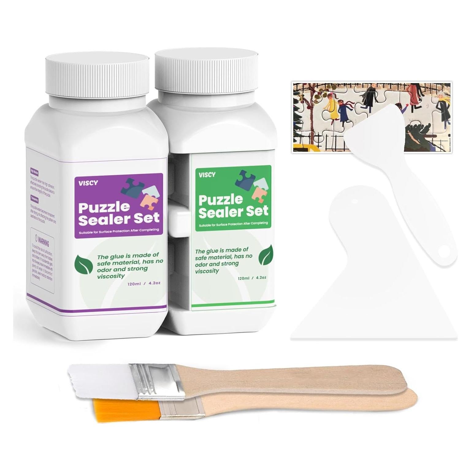 Pegamento para Rompecabezas VISCY 240 ml con Aplicador y Brochas