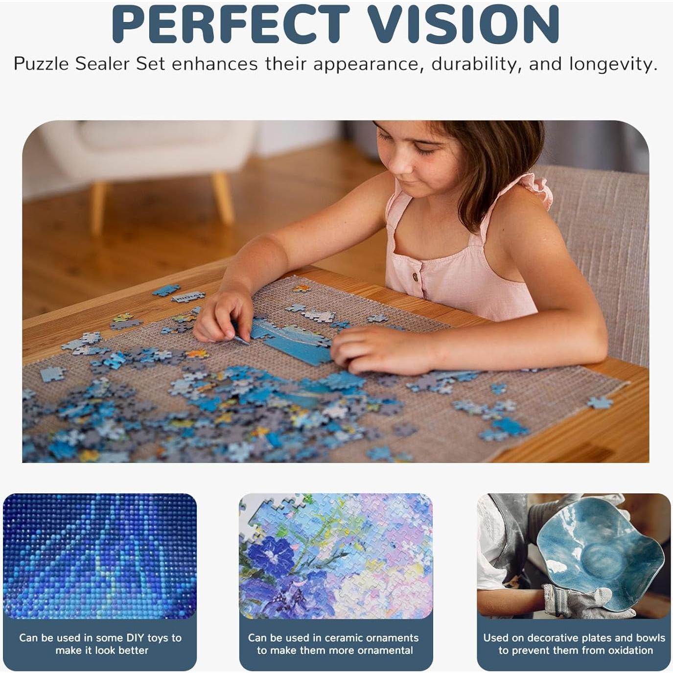 Pegamento para Rompecabezas VISCY 240 ml con Aplicador y Brochas