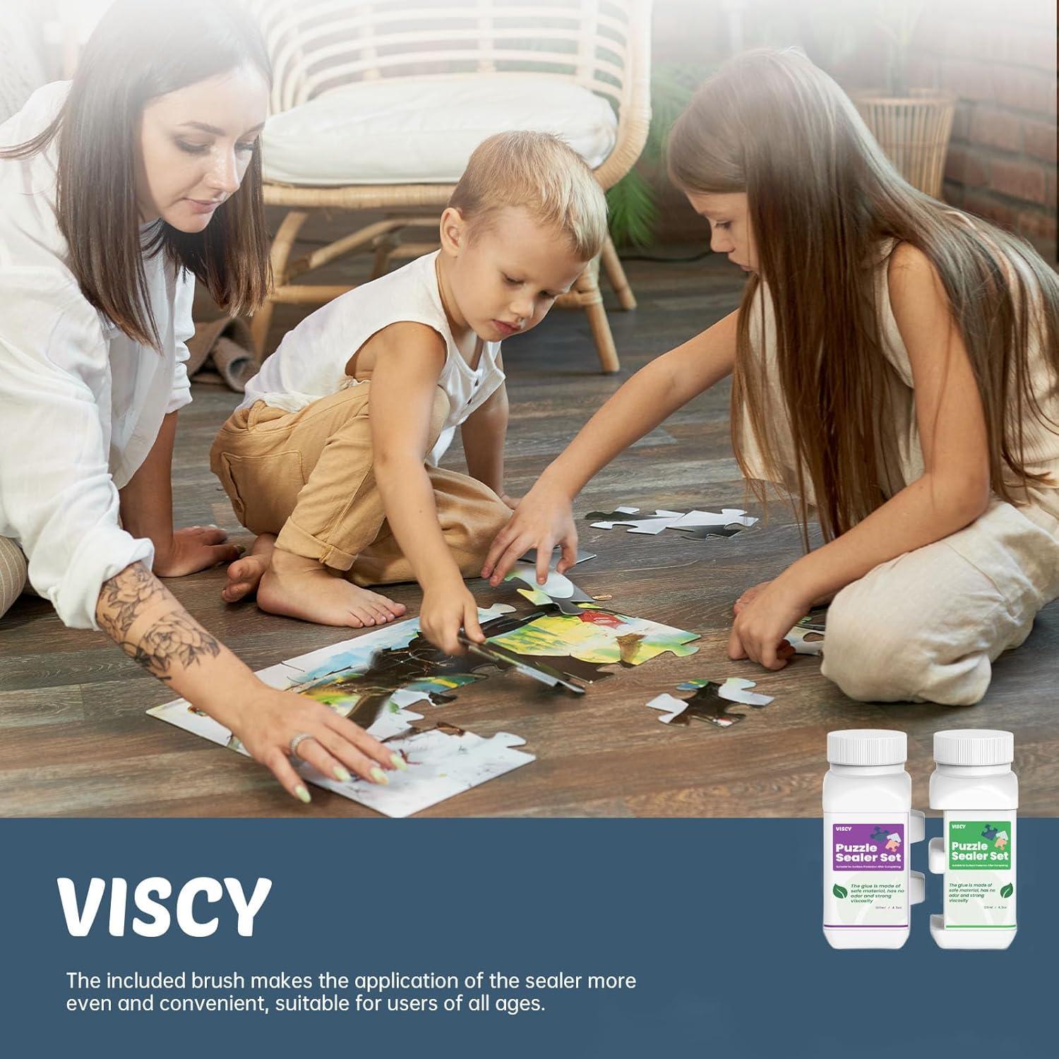 Pegamento para Rompecabezas VISCY 240 ml con Aplicador y Brochas
