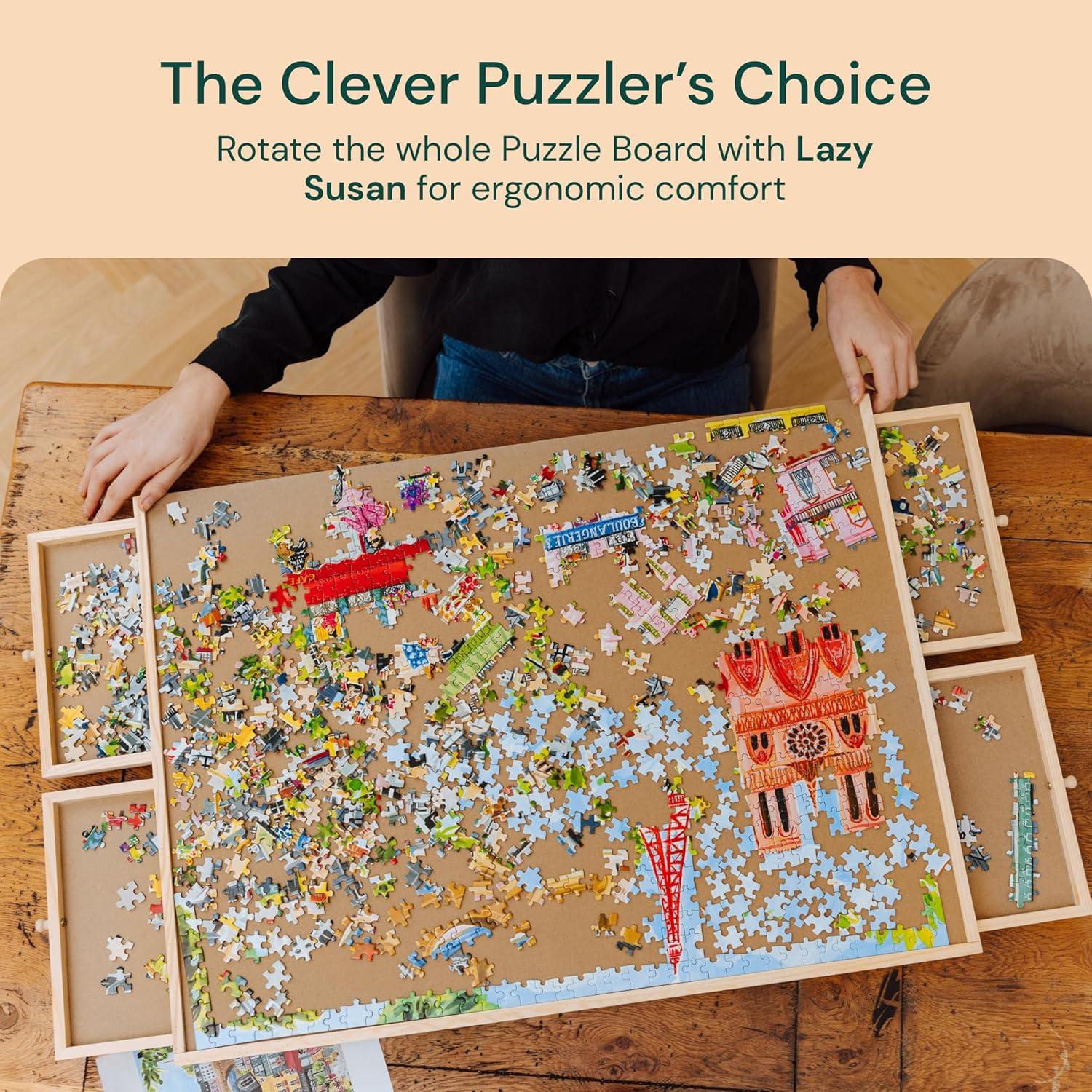 Tablero de Rompecabezas Rotatorio PlayVibe 1500 Piezas con Cajones